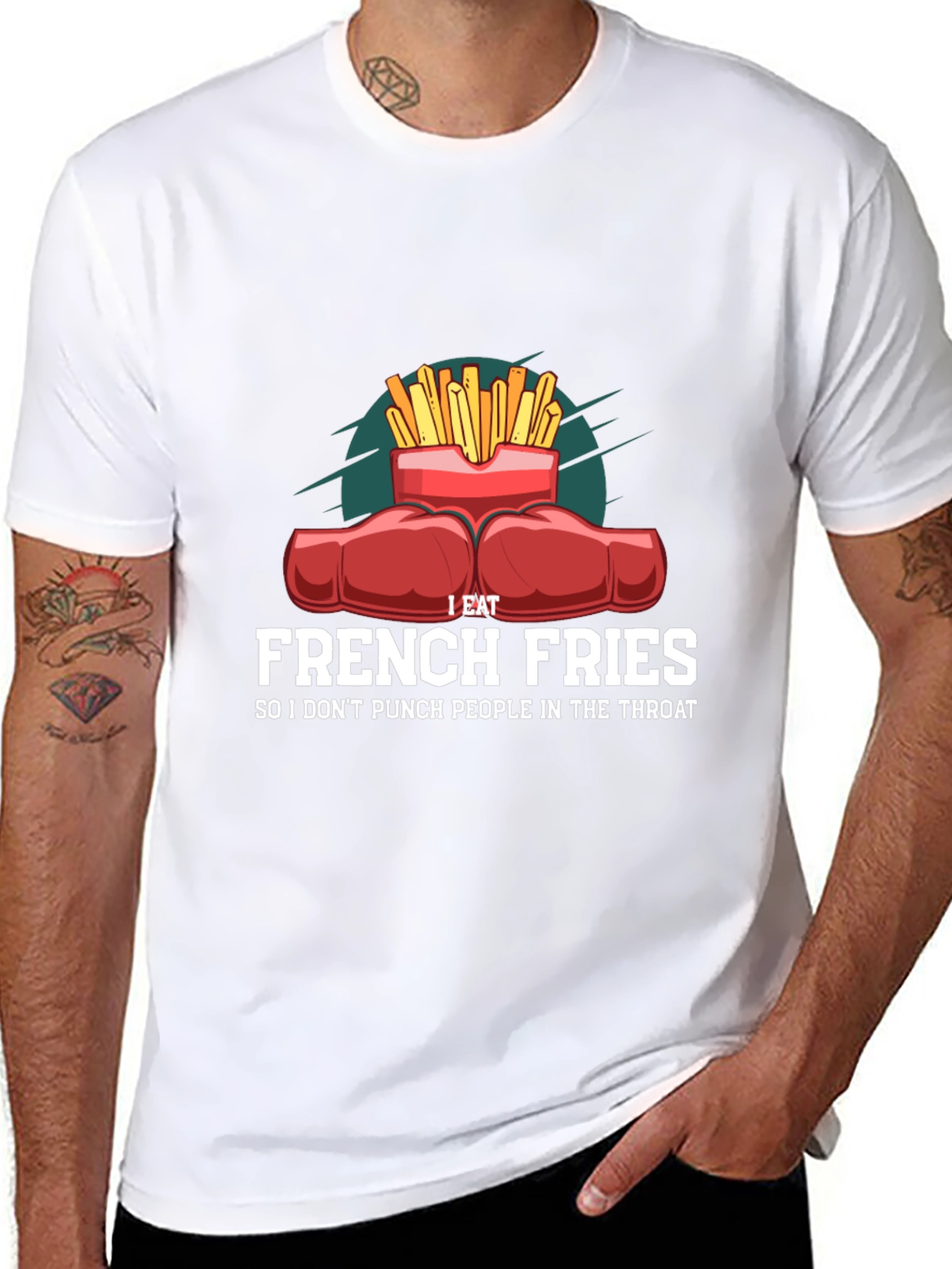 Funny French Fries Punching T-Shirt