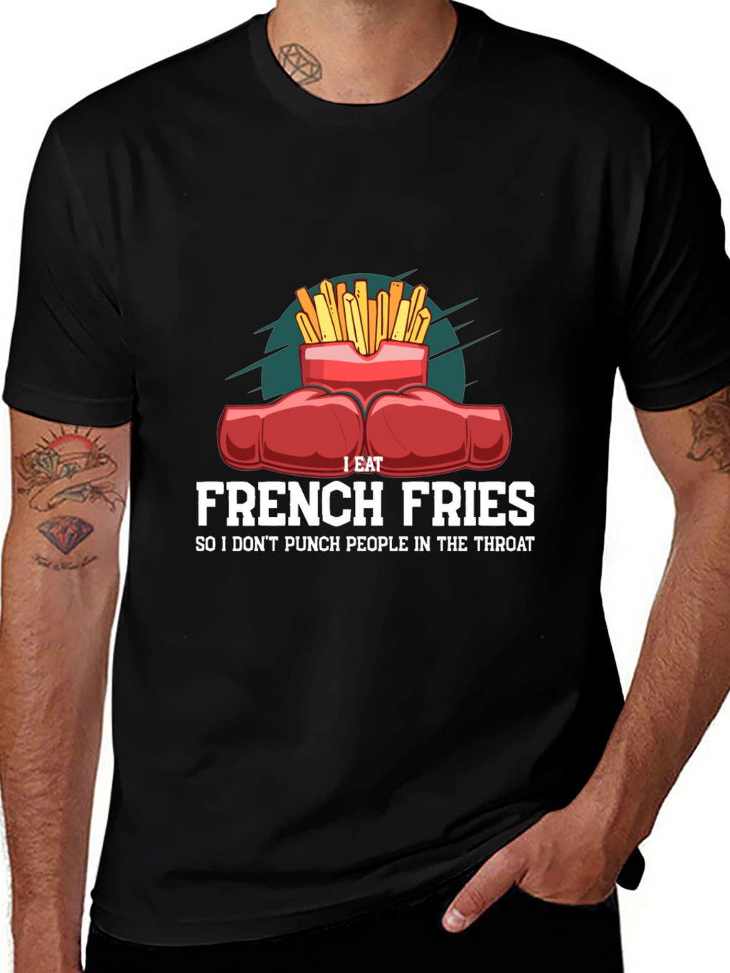 Funny French Fries Punching T-Shirt
