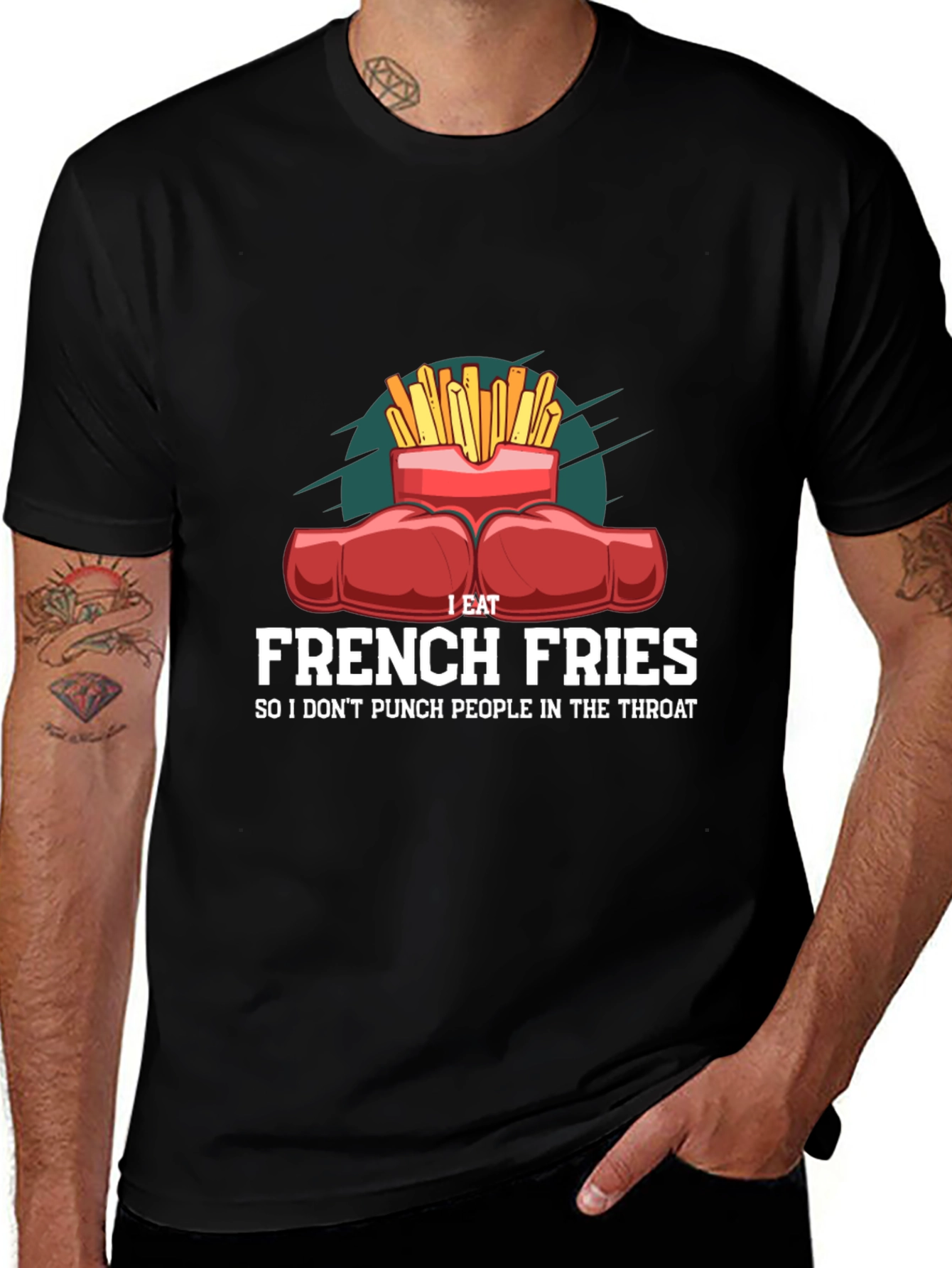 Funny French Fries Punching T-Shirt