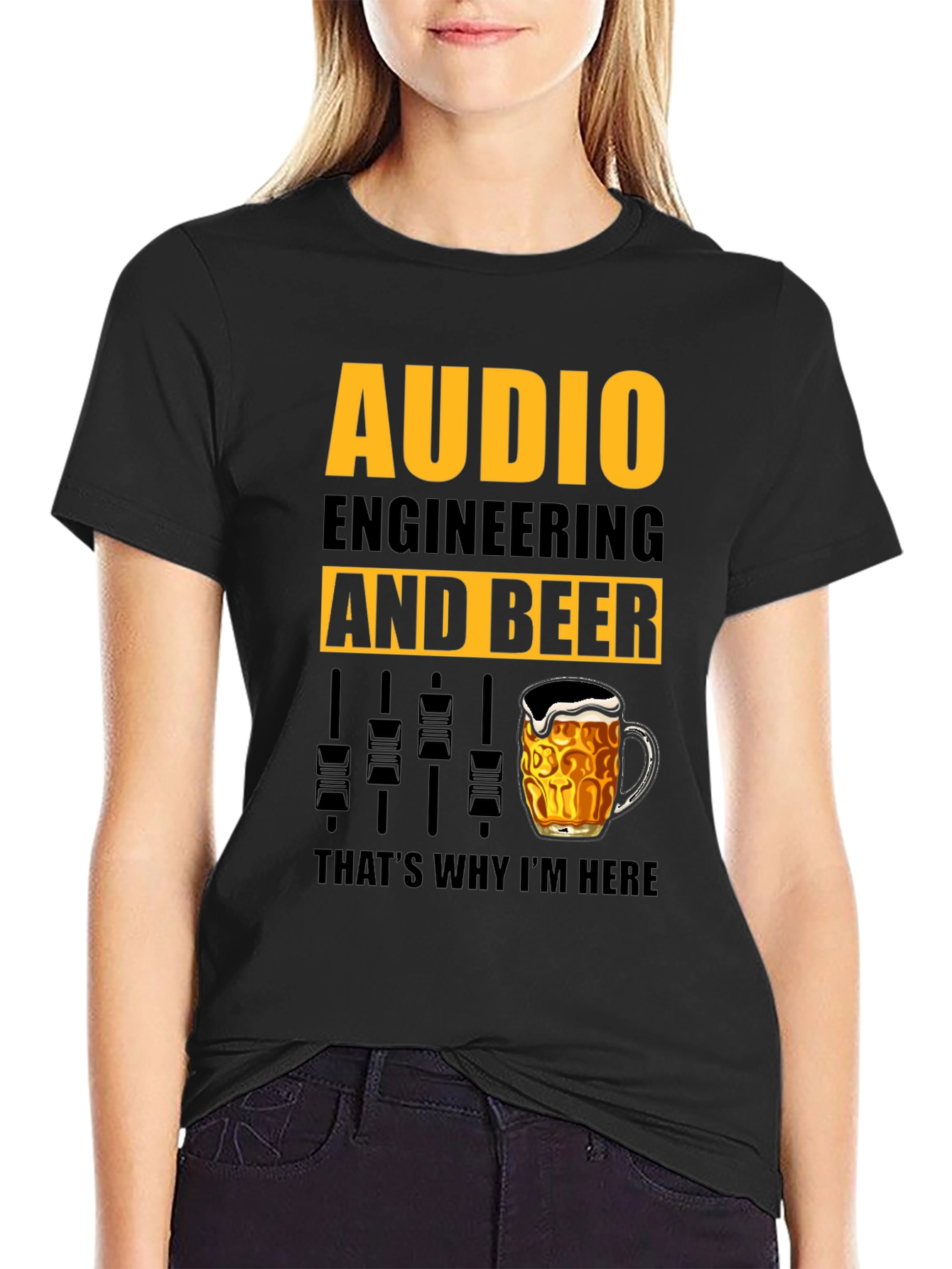 Audio Engineering and Beer T-Shirt Funny Musician DJ Mixer Tee