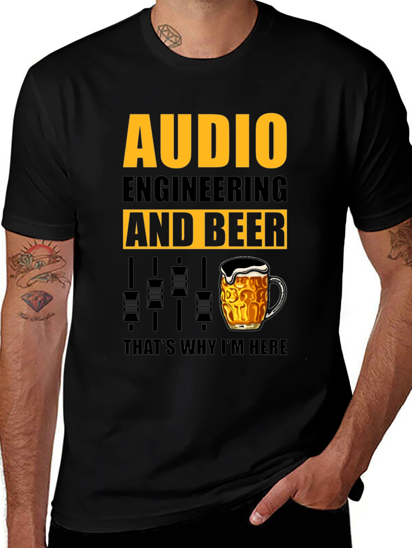 Audio Engineering and Beer T-Shirt Funny Musician DJ Mixer Tee
