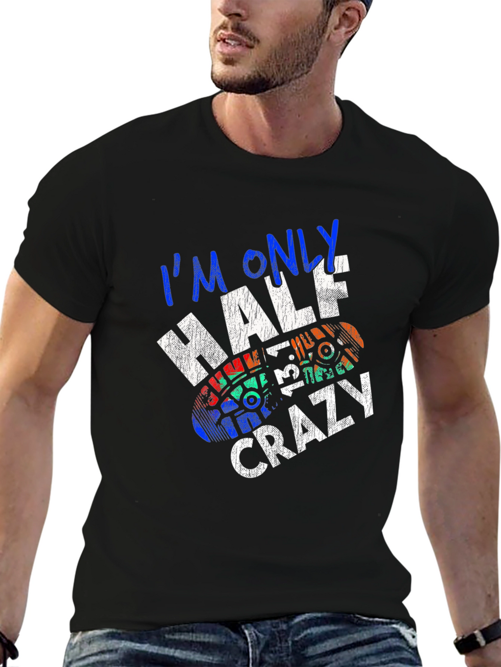 Im Only Half Crazy Graphic Tee - Black