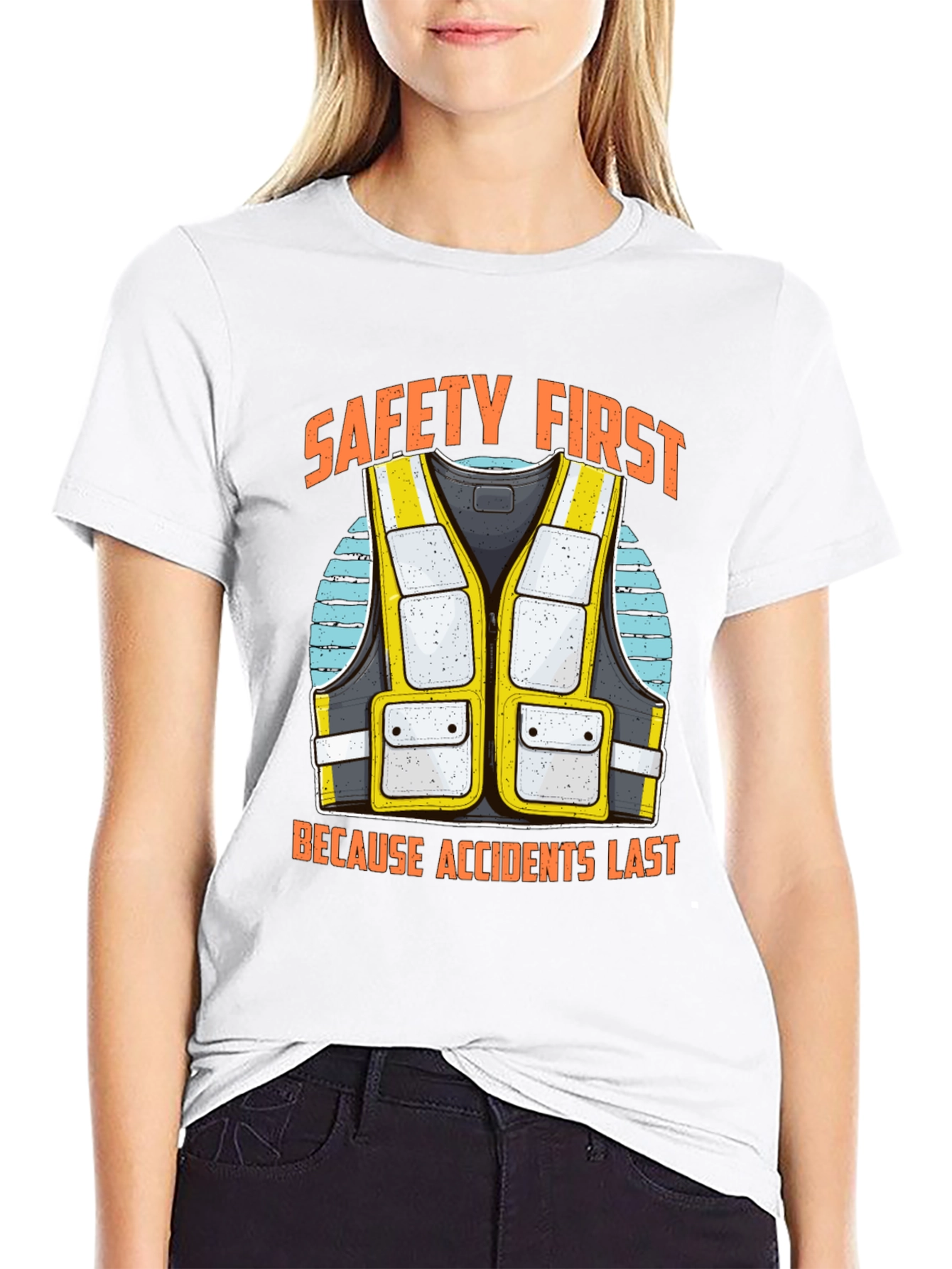 Safety First Tee - Accidents Last - Hi-Vis Vest Design