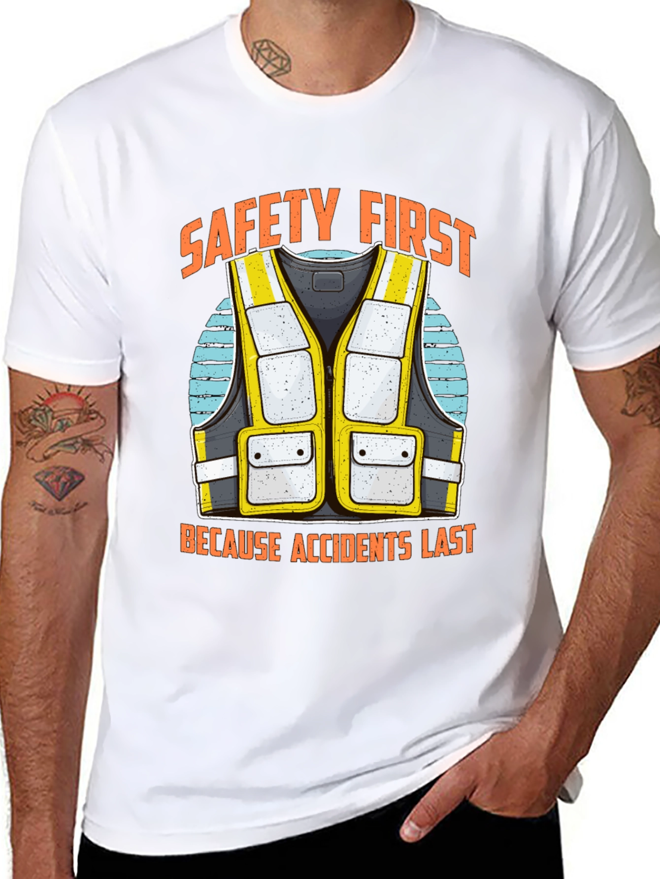 Safety First Tee - Accidents Last - Hi-Vis Vest Design