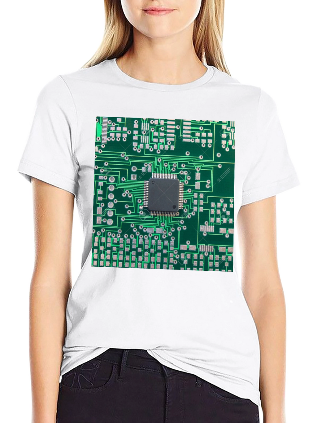 Circuit Board Print Black T-Shirt
