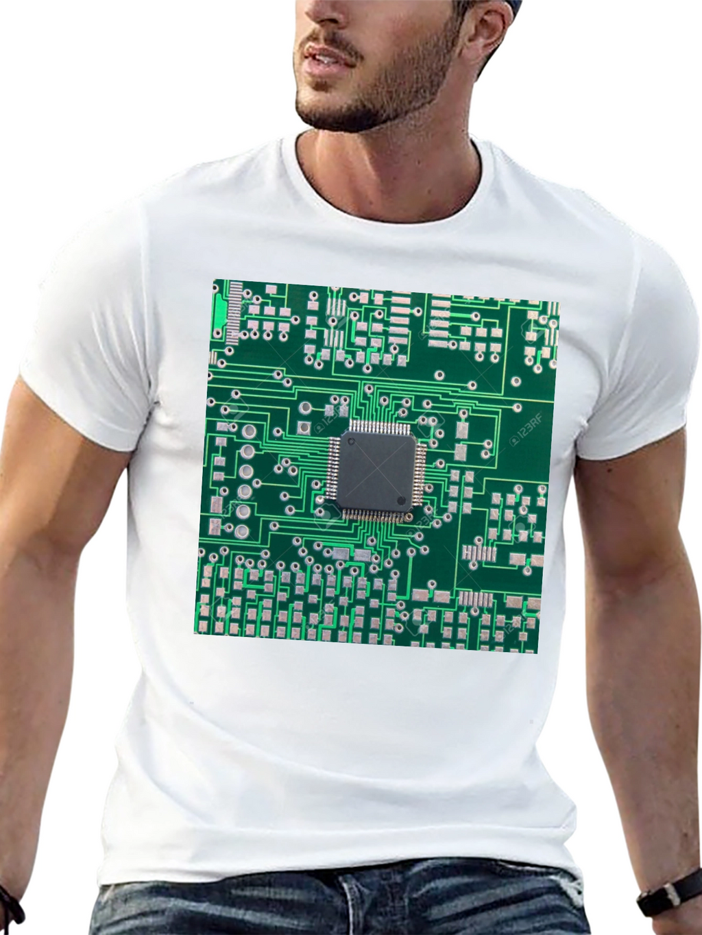 Circuit Board Print Black T-Shirt