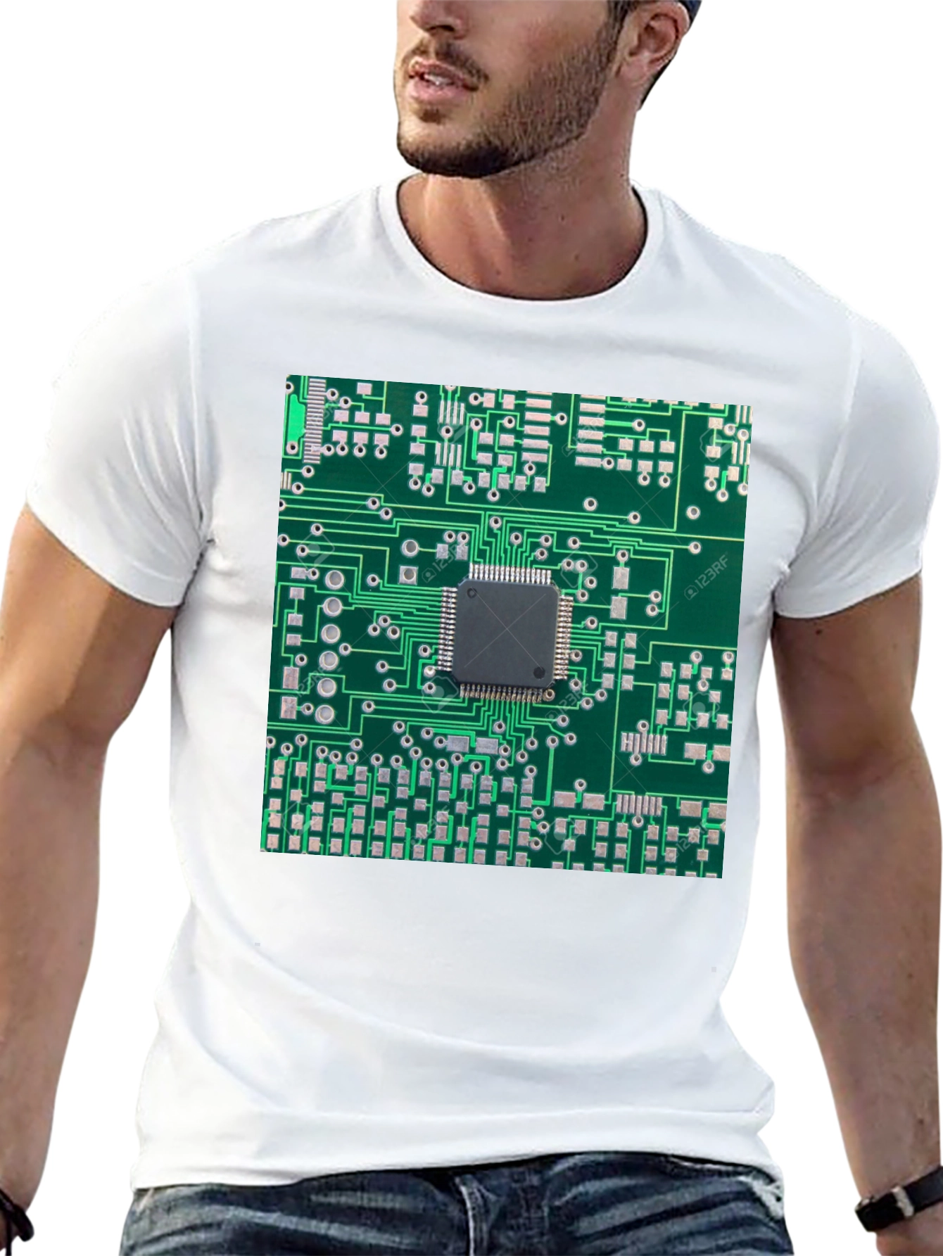 Circuit Board Print Black T-Shirt