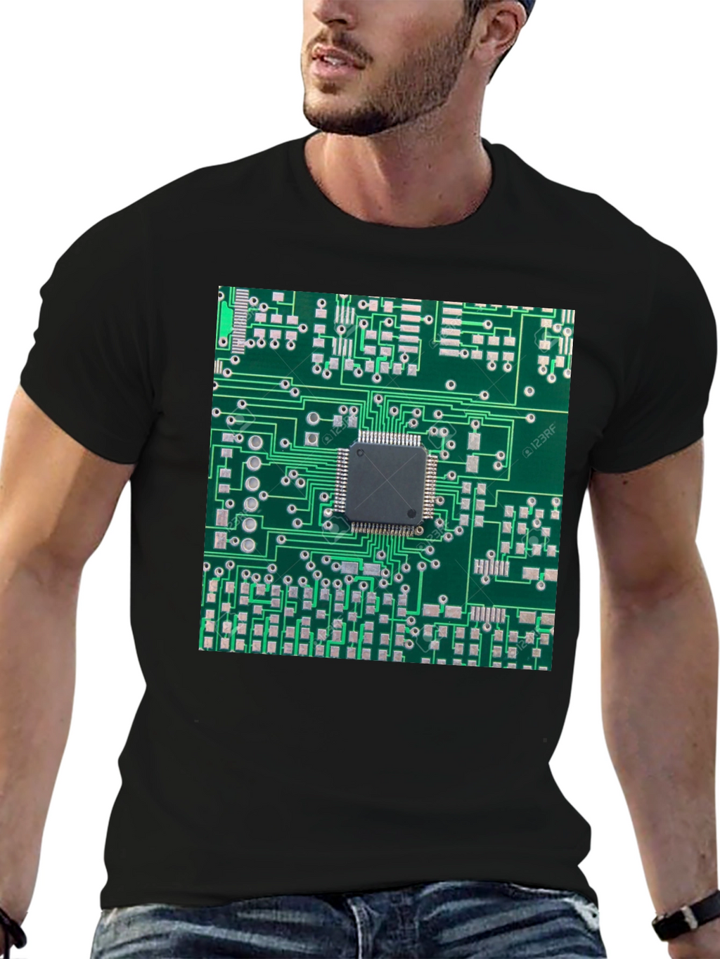 Circuit Board Print Black T-Shirt