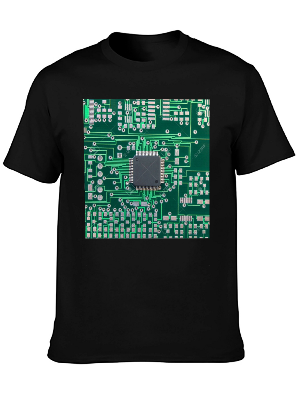 Circuit Board Print Black T-Shirt
