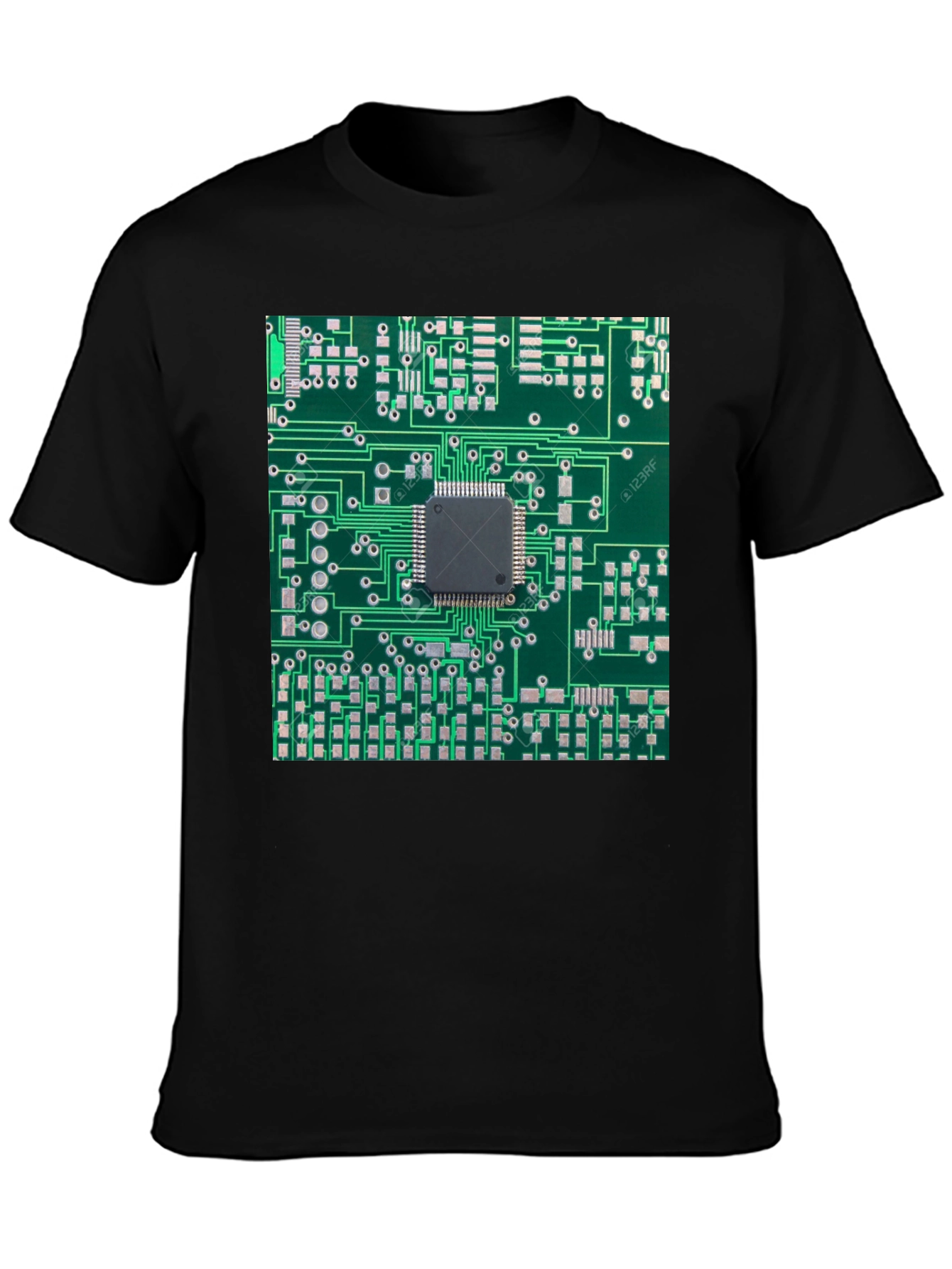 Circuit Board Print Black T-Shirt