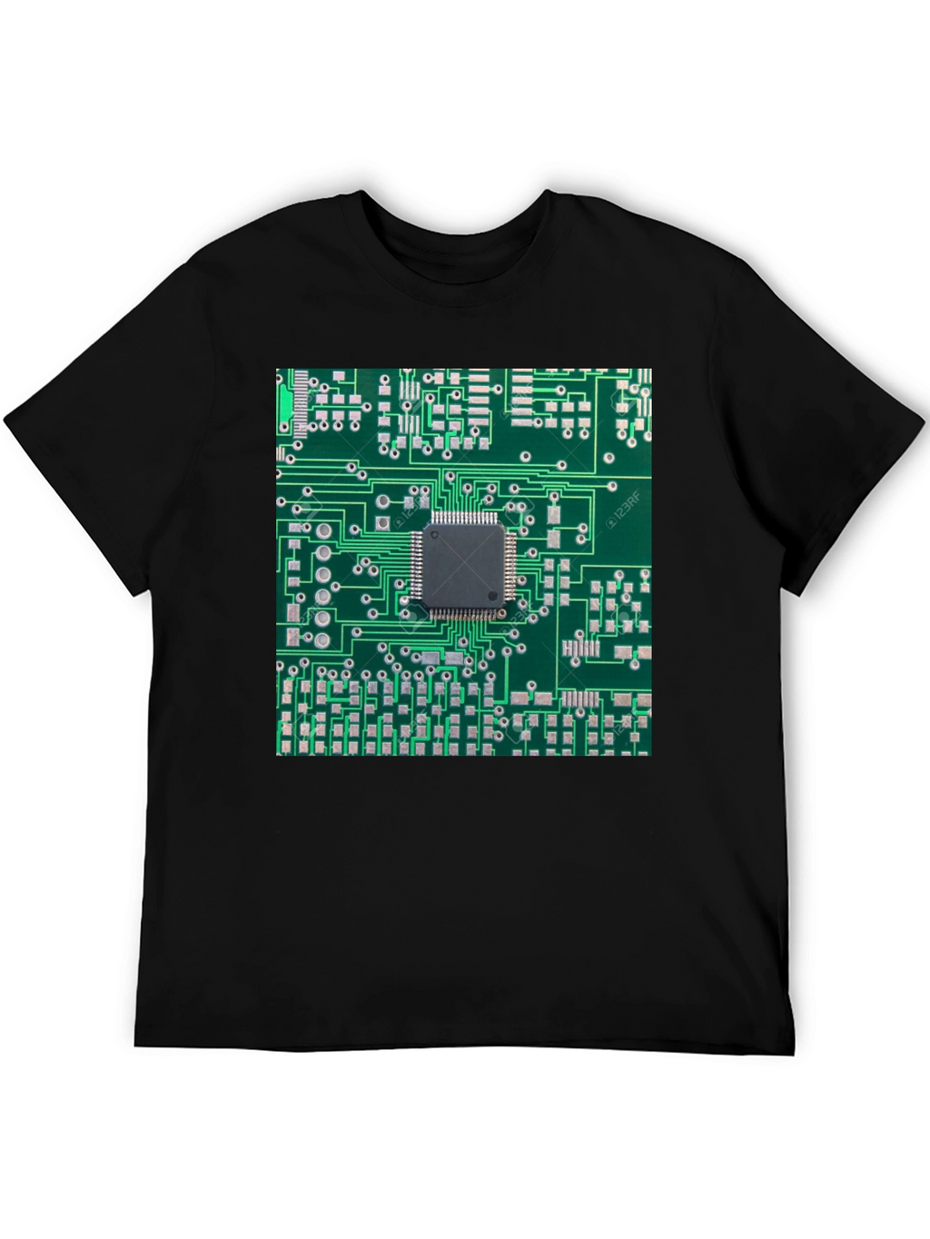 Circuit Board Print Black T-Shirt
