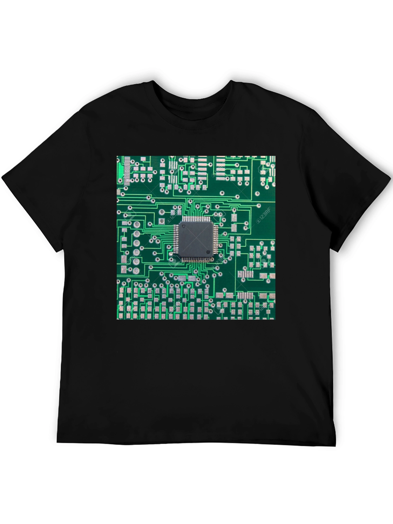Circuit Board Print Black T-Shirt