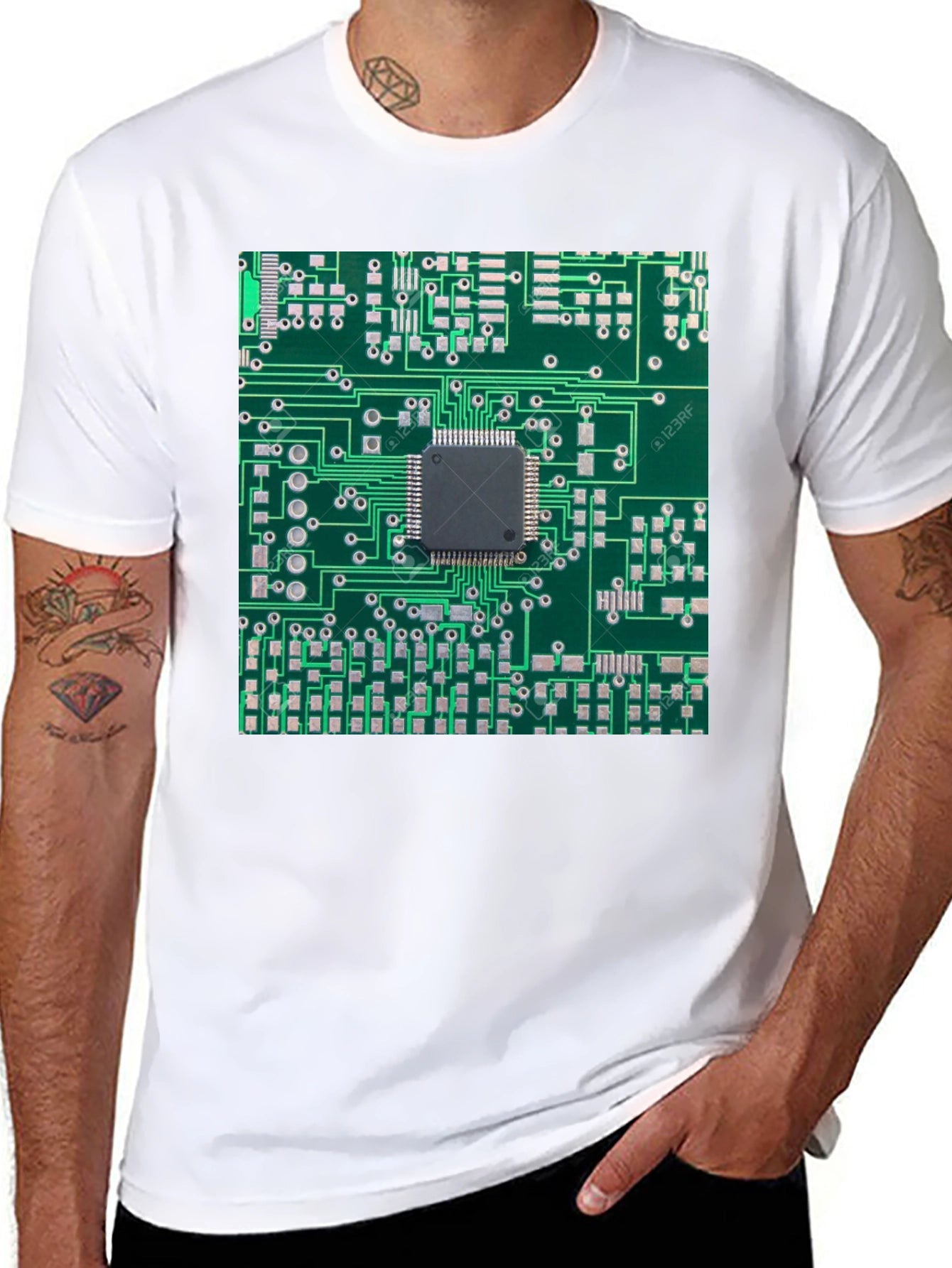 Circuit Board Print Black T-Shirt