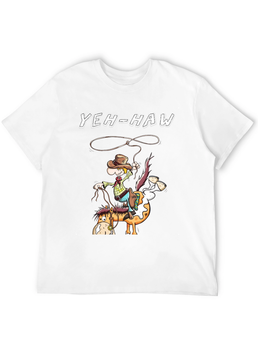 Yeh-Haw Cowboy Cartoon Graphic T-Shirt