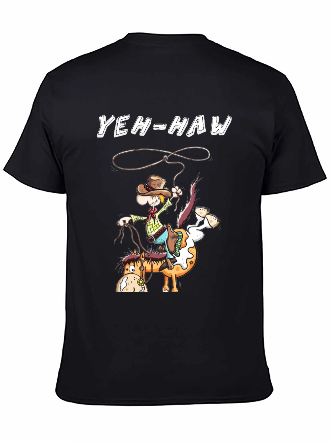 Yeh-Haw Cowboy Cartoon Graphic T-Shirt