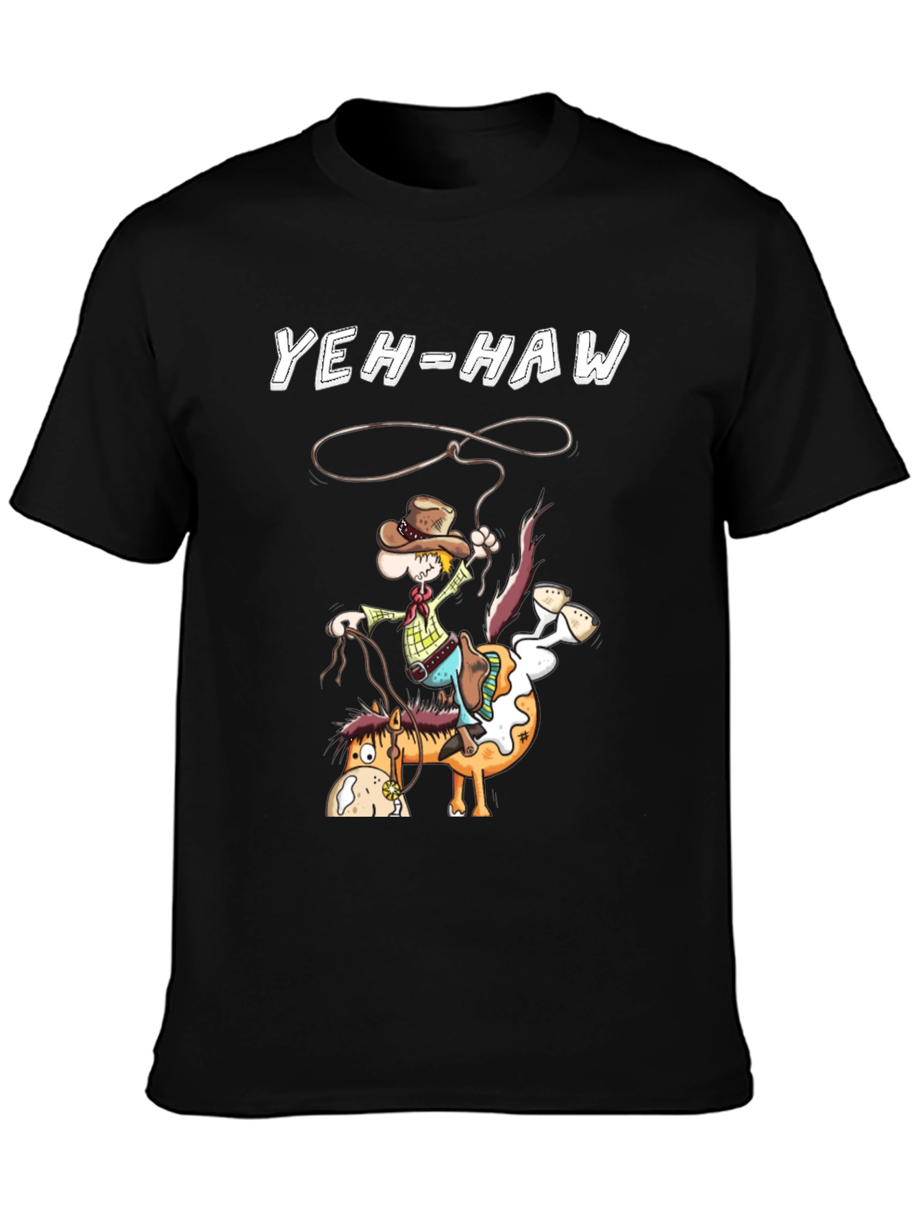 Yeh-Haw Cowboy Cartoon Graphic T-Shirt