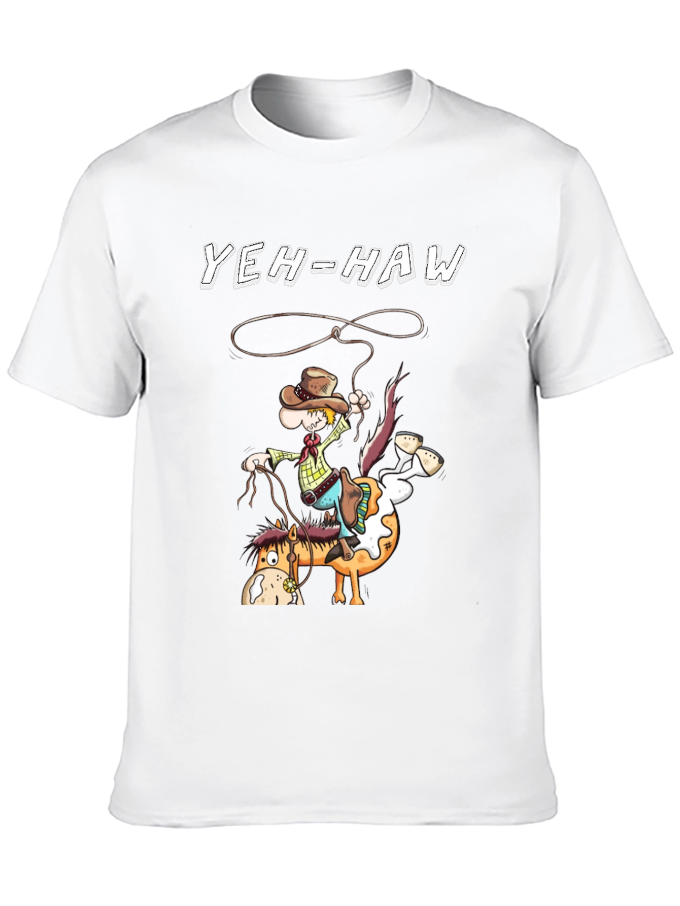 Yeh-Haw Cowboy Cartoon Graphic T-Shirt