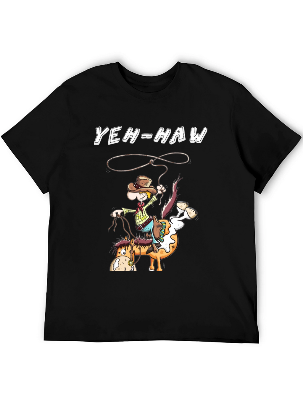 Yeh-Haw Cowboy Cartoon Graphic T-Shirt