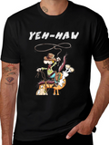 Yeh-Haw Cowboy Cartoon Graphic T-Shirt