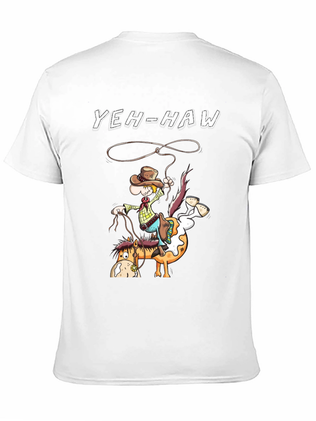 Yeh-Haw Cowboy Cartoon Graphic T-Shirt