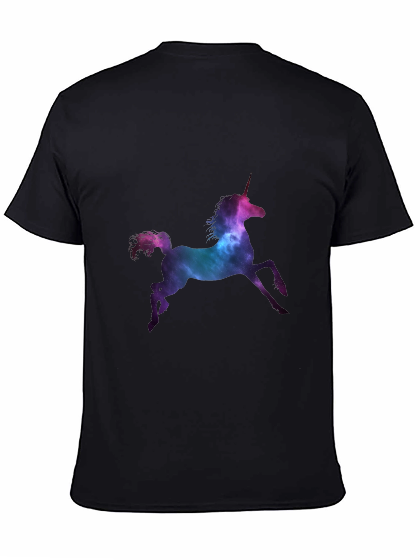 Unicorn Galaxy Print Black T-Shirt