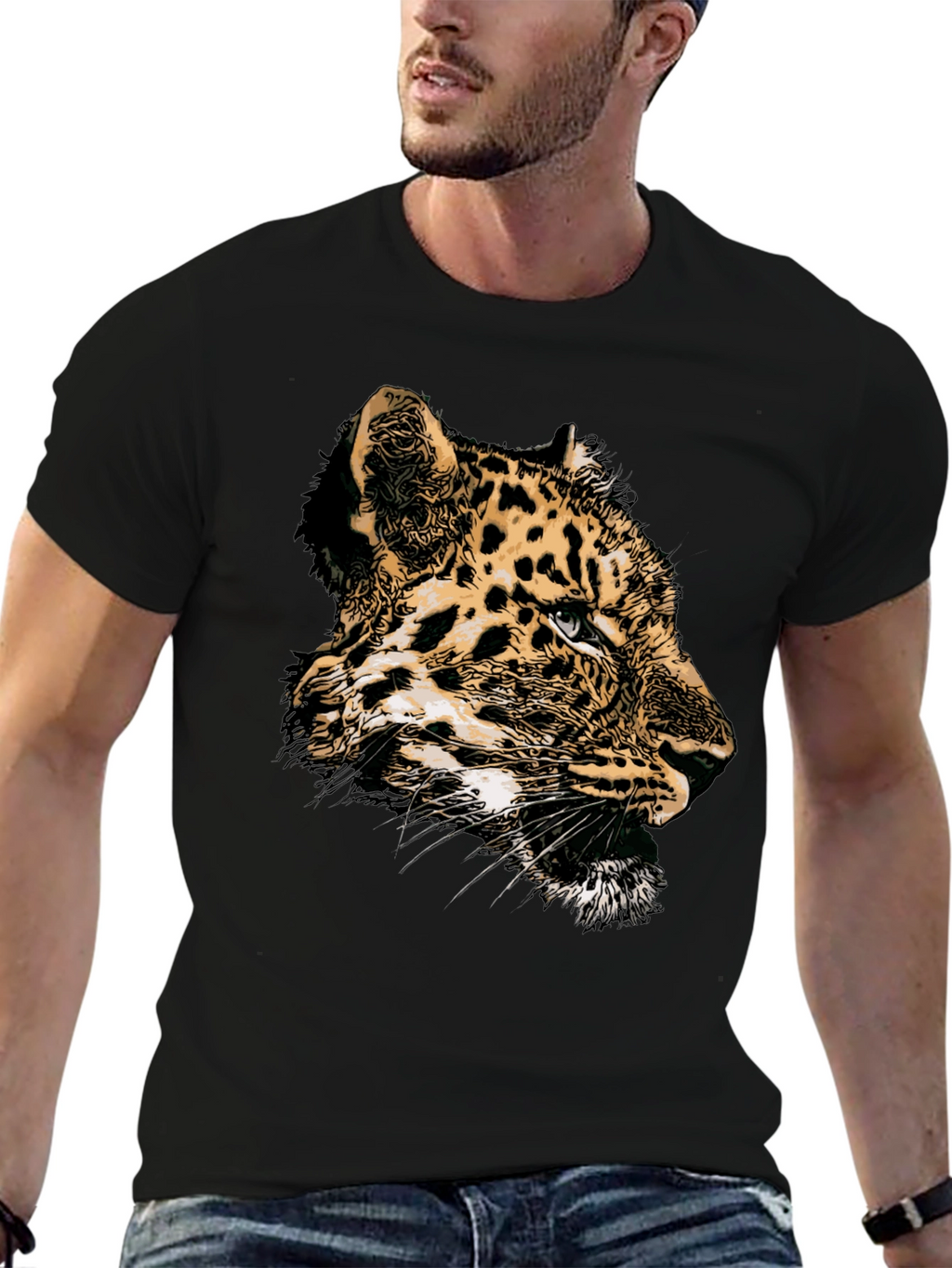 Leopard Graphic T-Shirt - Black