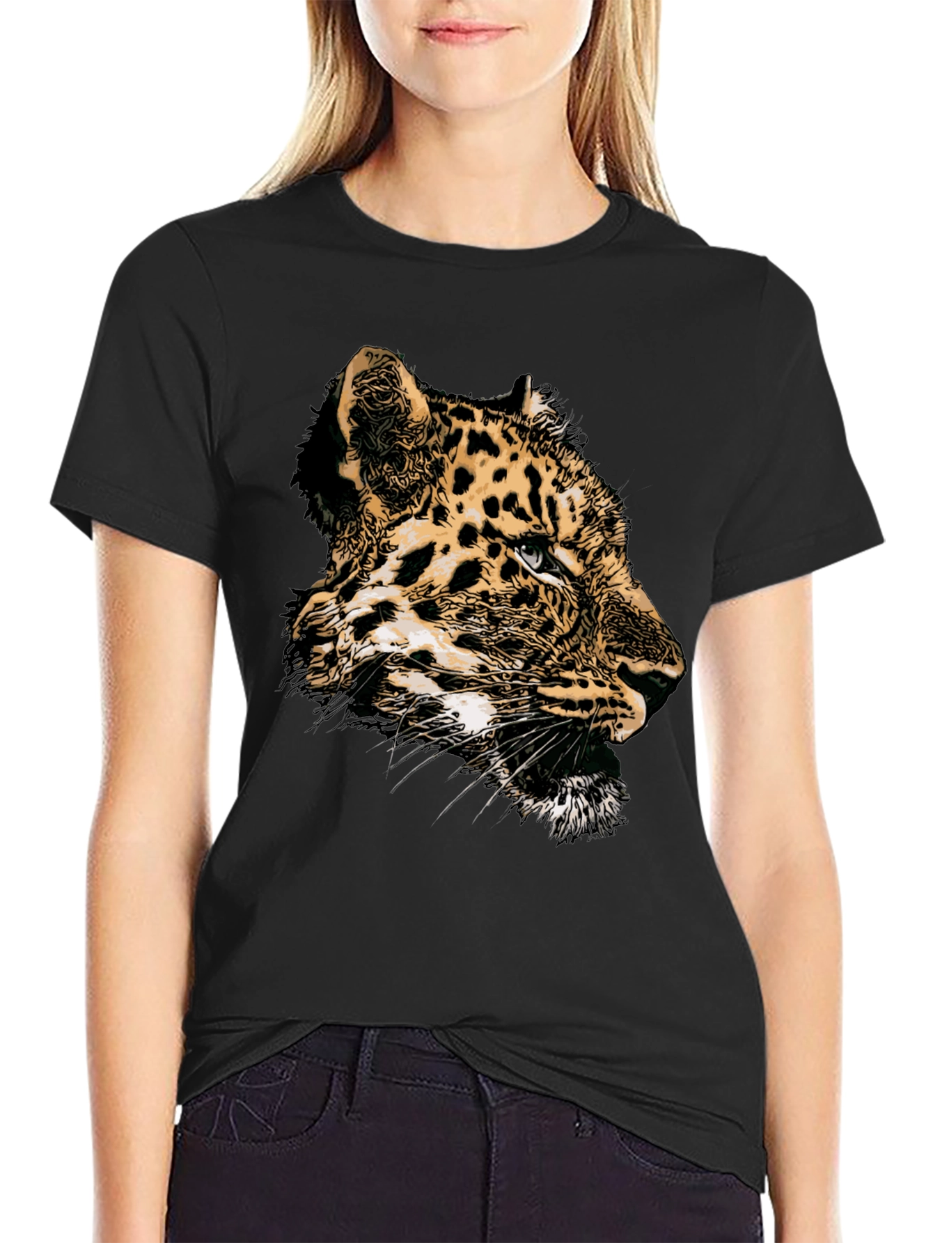 Leopard Graphic T-Shirt - Black