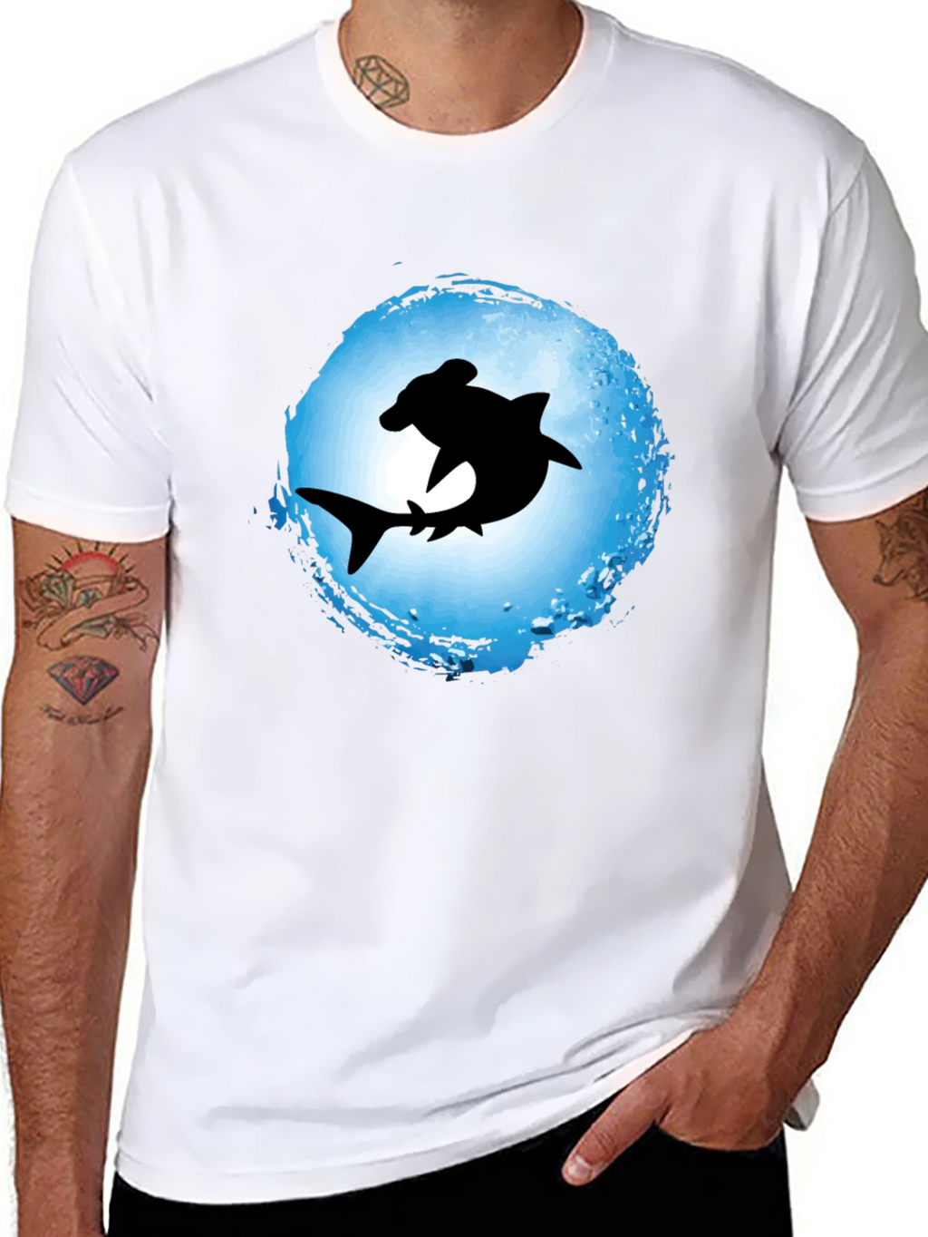 Hammerhead Shark Graphic Tee - Black