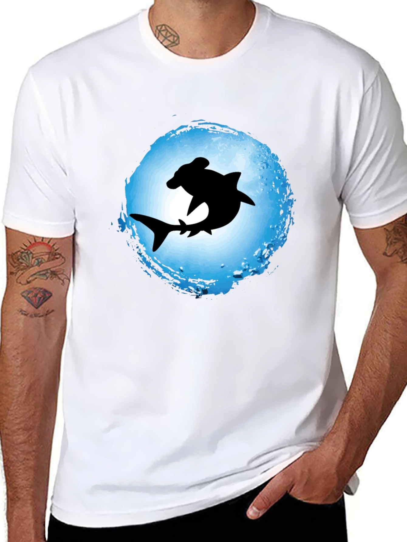 Hammerhead Shark Graphic Tee - Black