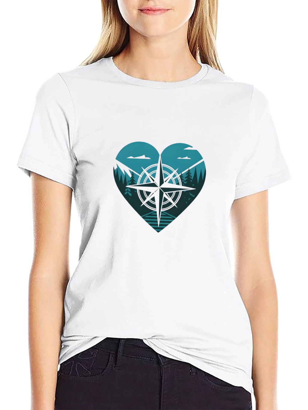 Compass Heart T-Shirt - Adventure Awaits!