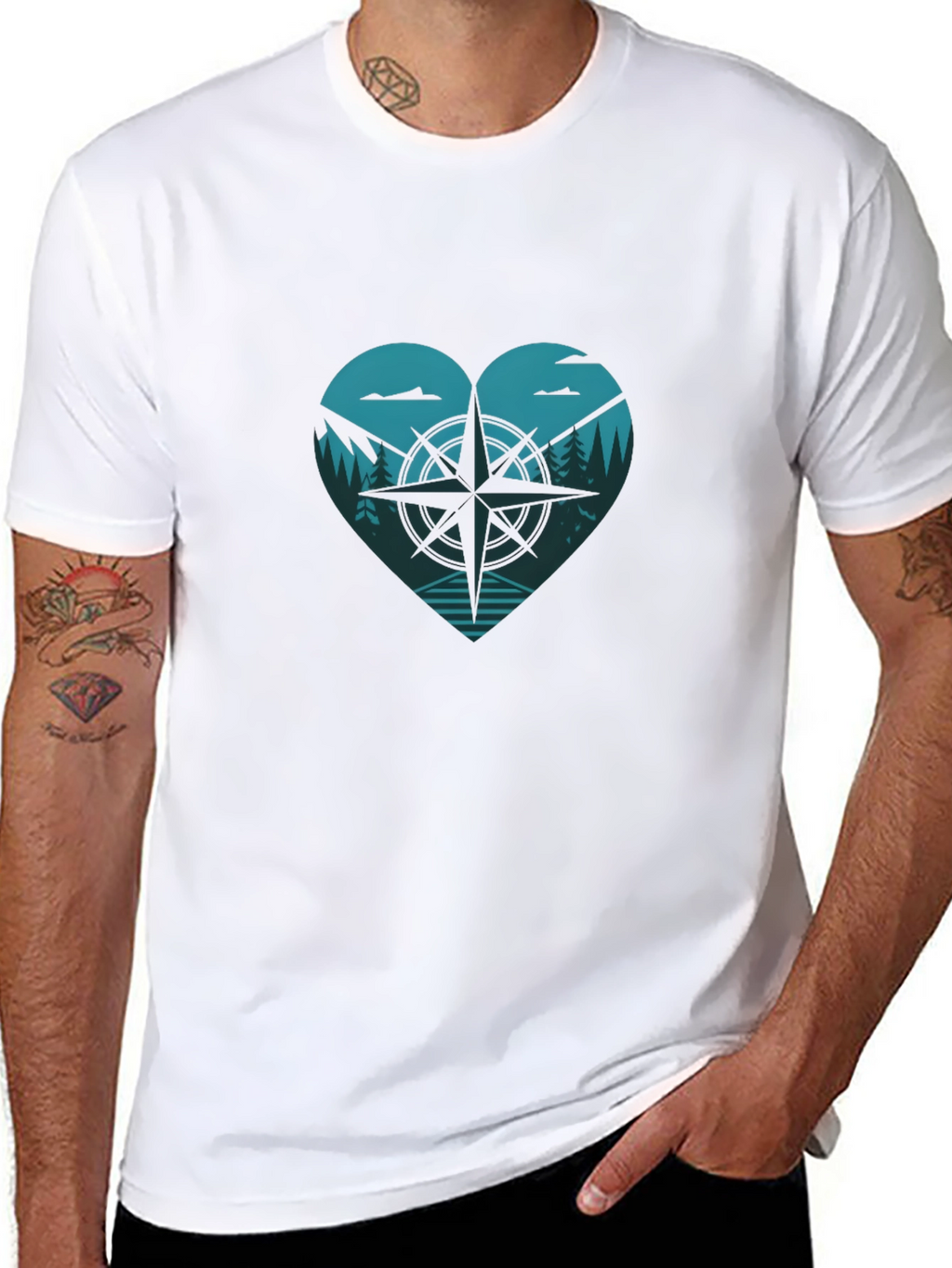 Compass Heart T-Shirt - Adventure Awaits!