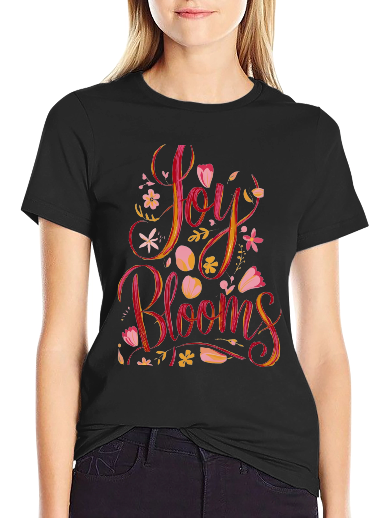 Joy Blooms Graphic Tee - Black