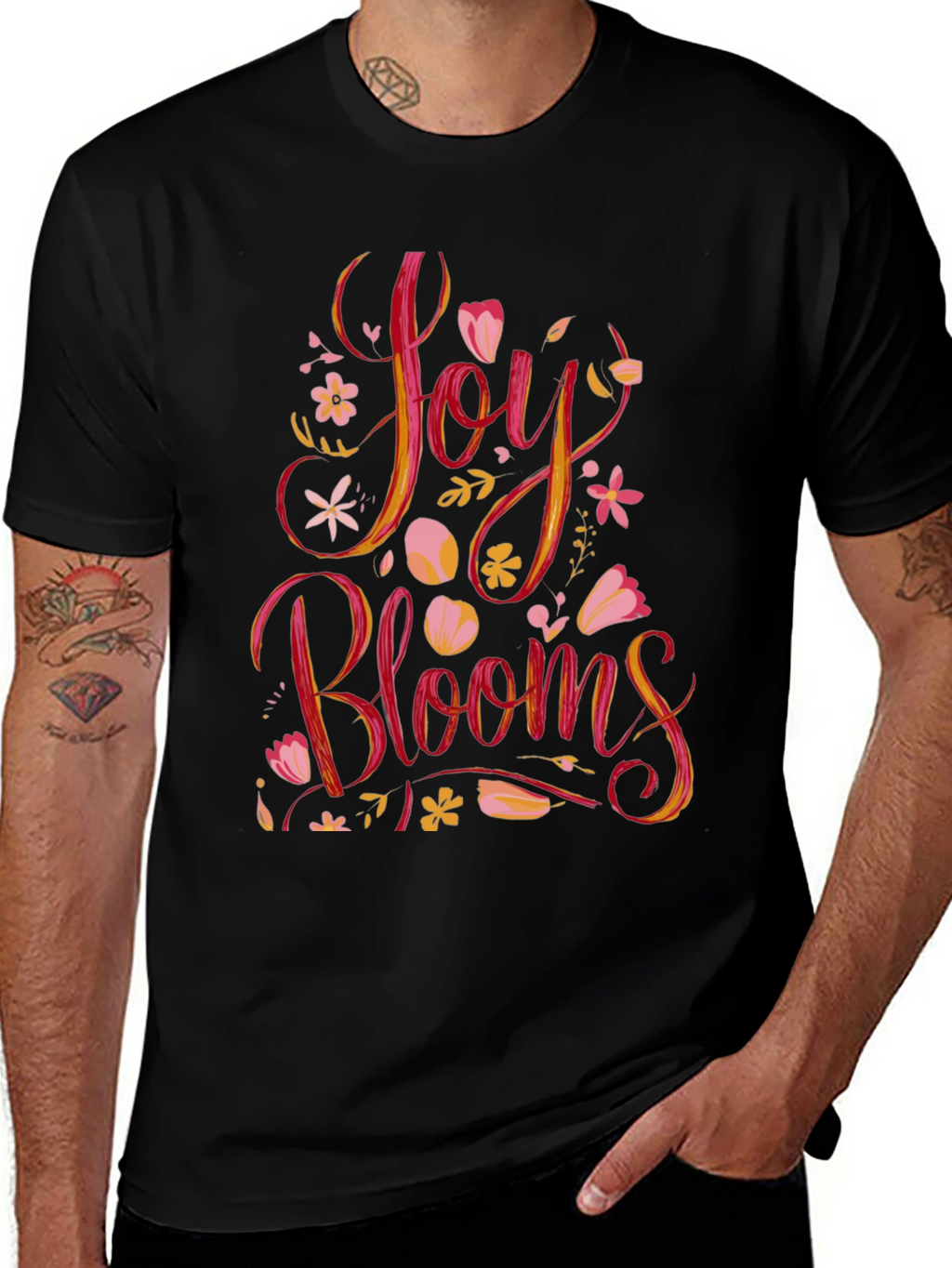Joy Blooms Graphic Tee - Black