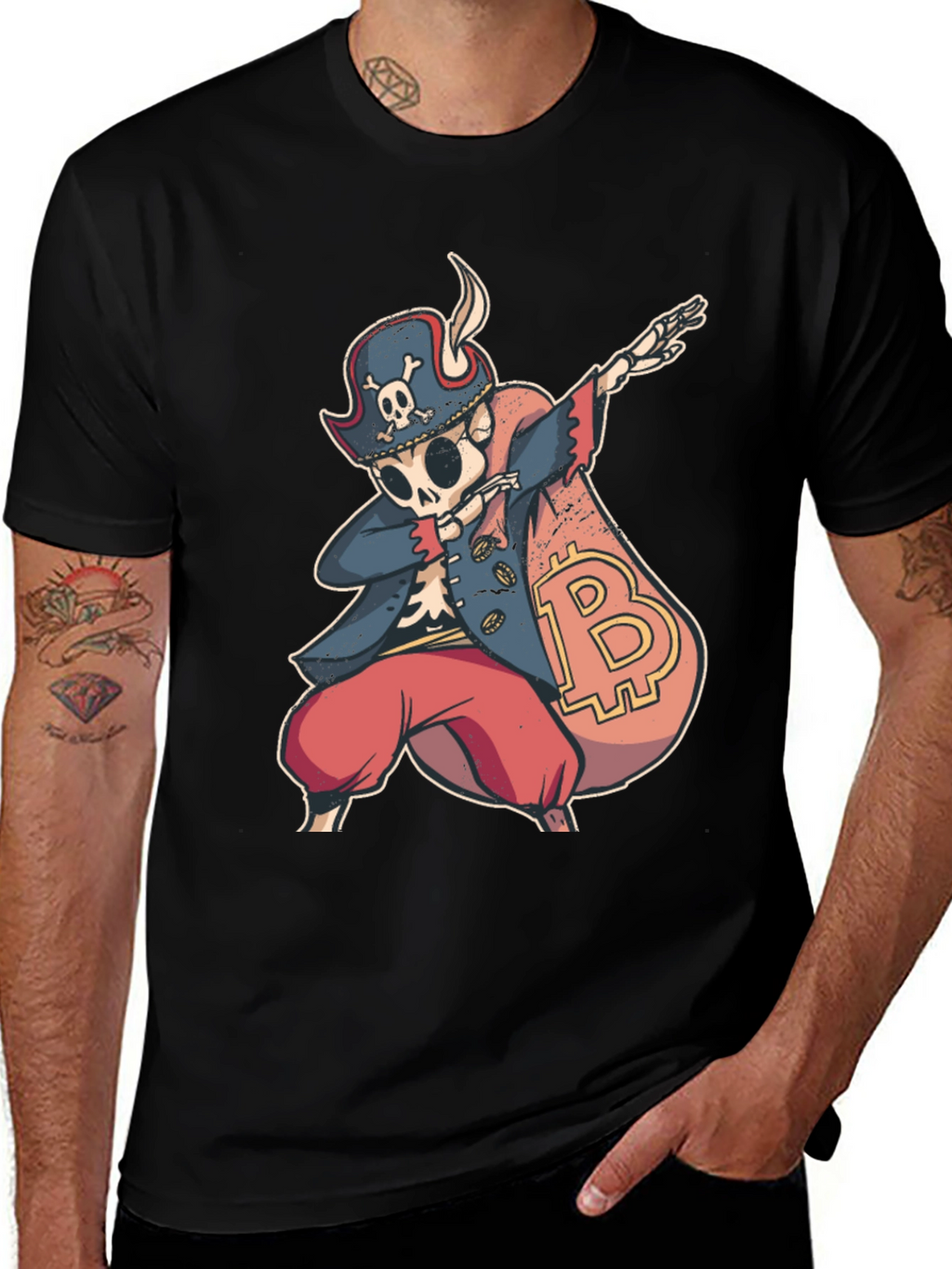 Bitcoin Pirate Dabbing T-Shirt - Crypto Swag