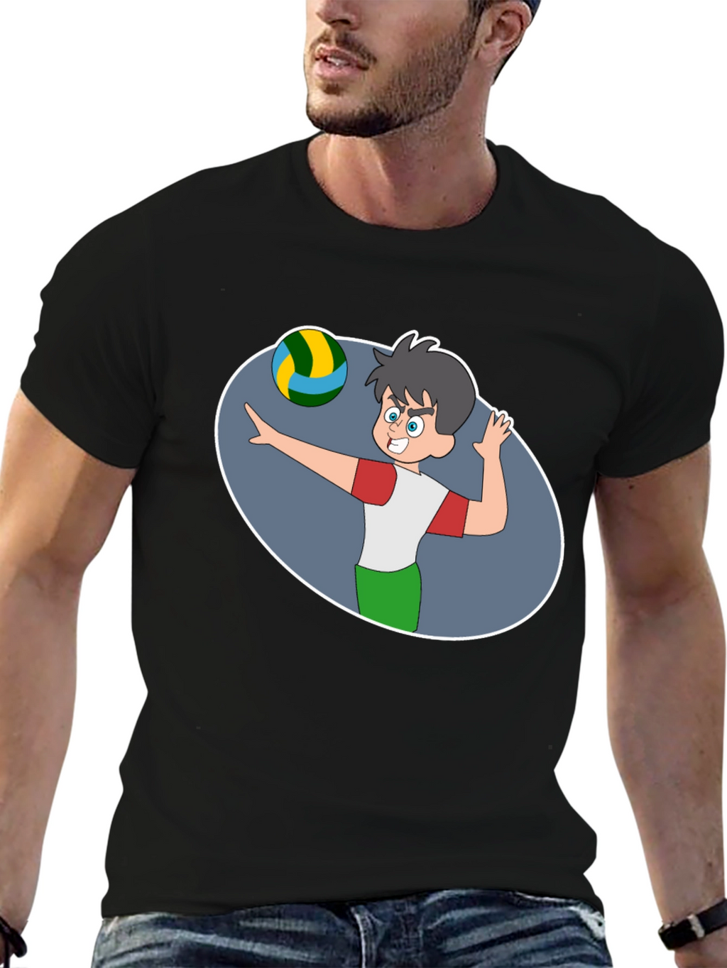Volleyball Cartoon Graphic T-Shirt