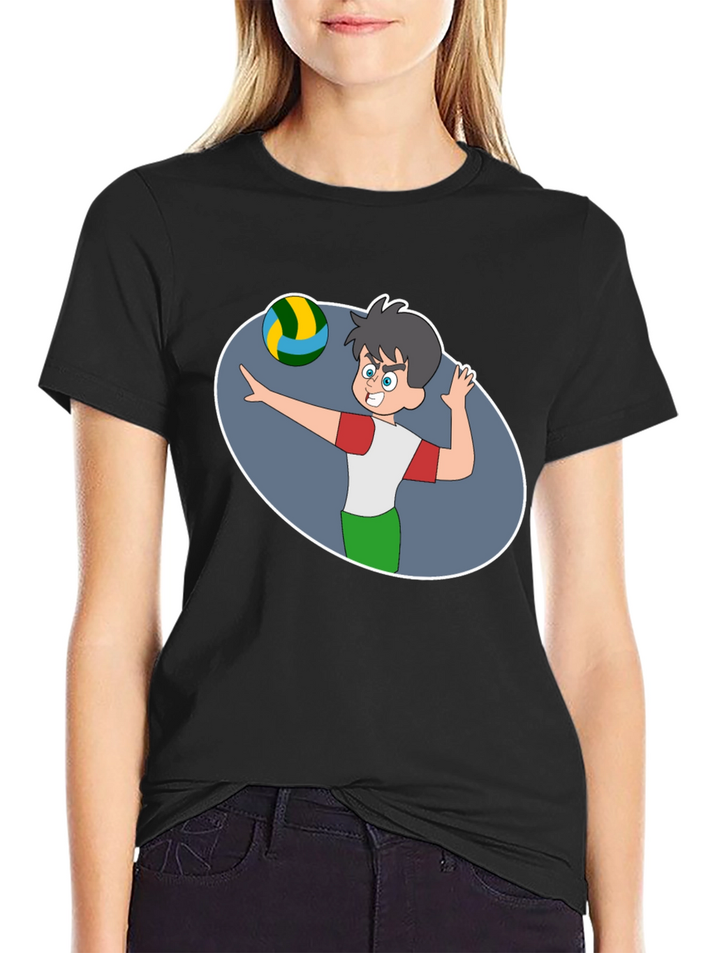 Volleyball Cartoon Graphic T-Shirt