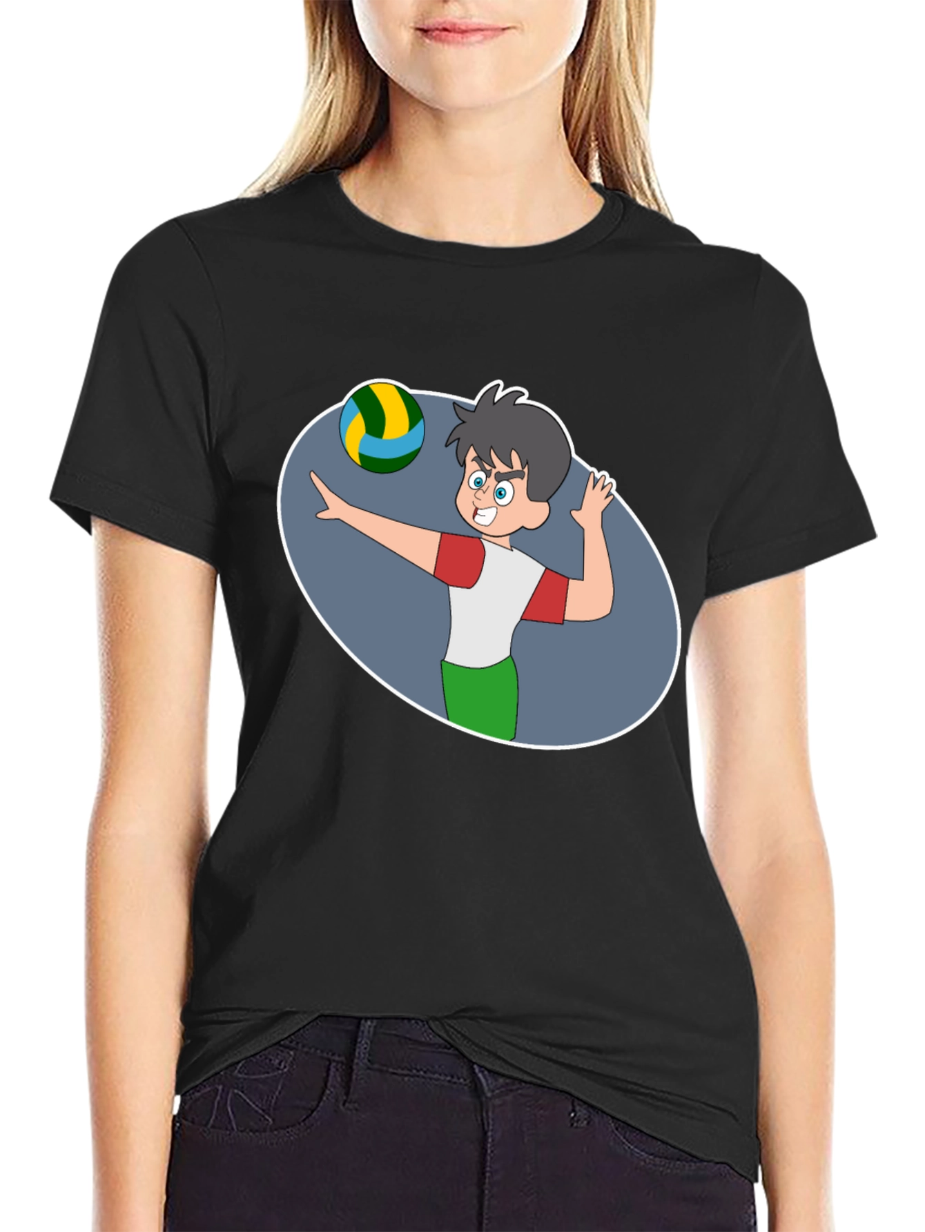 Volleyball Cartoon Graphic T-Shirt