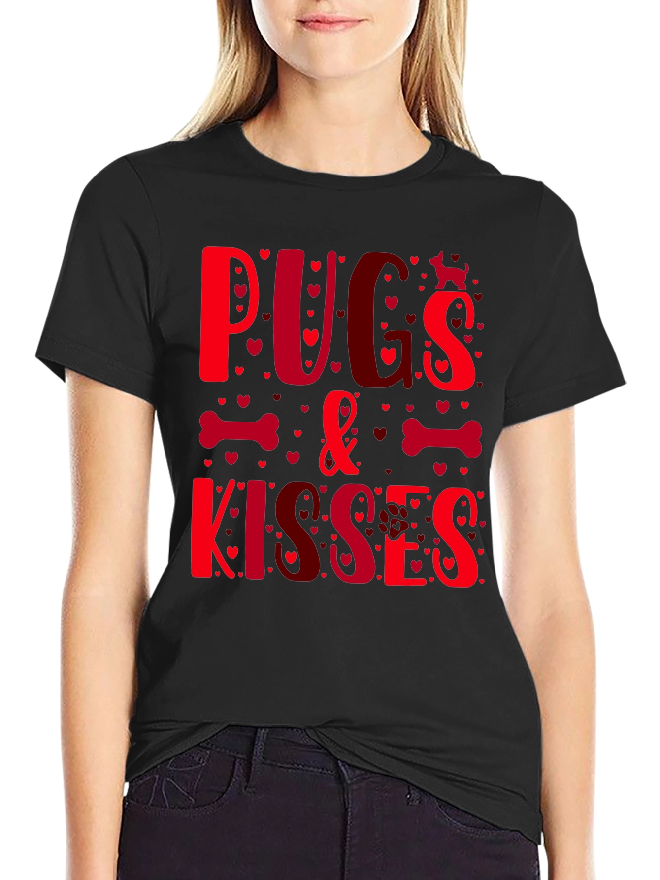 Pugs & Kisses T-Shirt - Valentines Day Dog Lover Gift