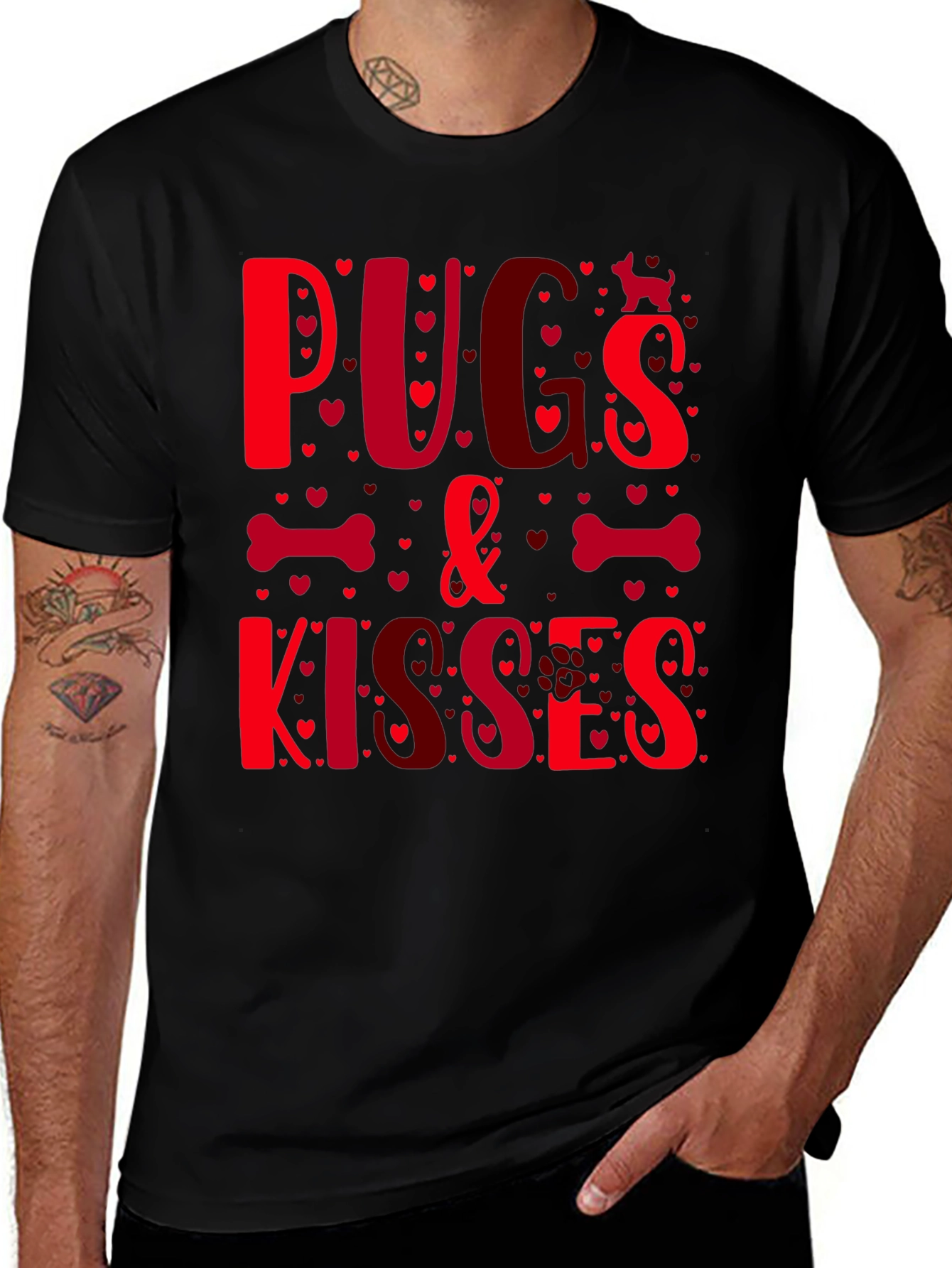 Pugs & Kisses T-Shirt - Valentines Day Dog Lover Gift