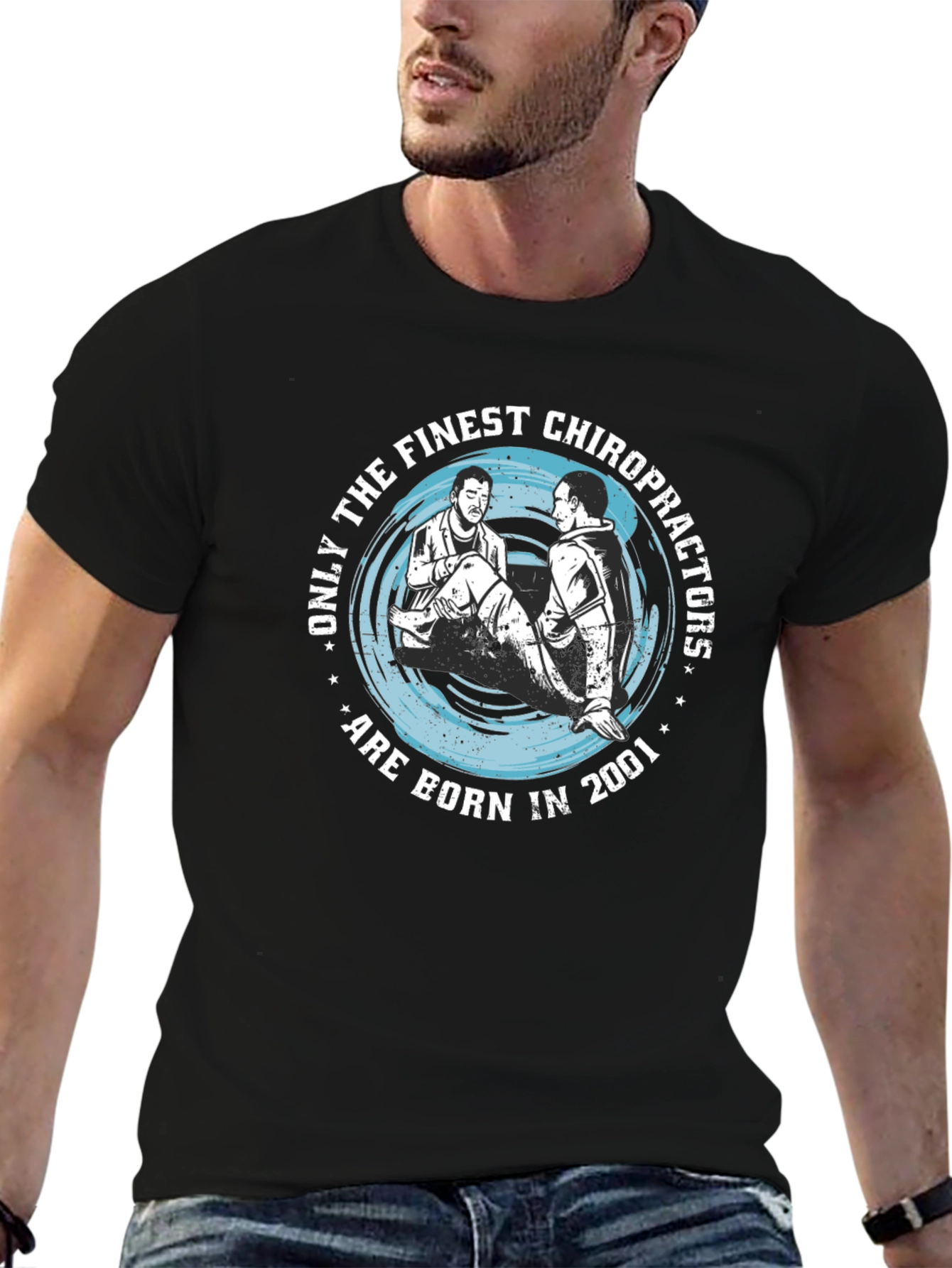 Chiropractor Born in 2001 Black T-Shirt