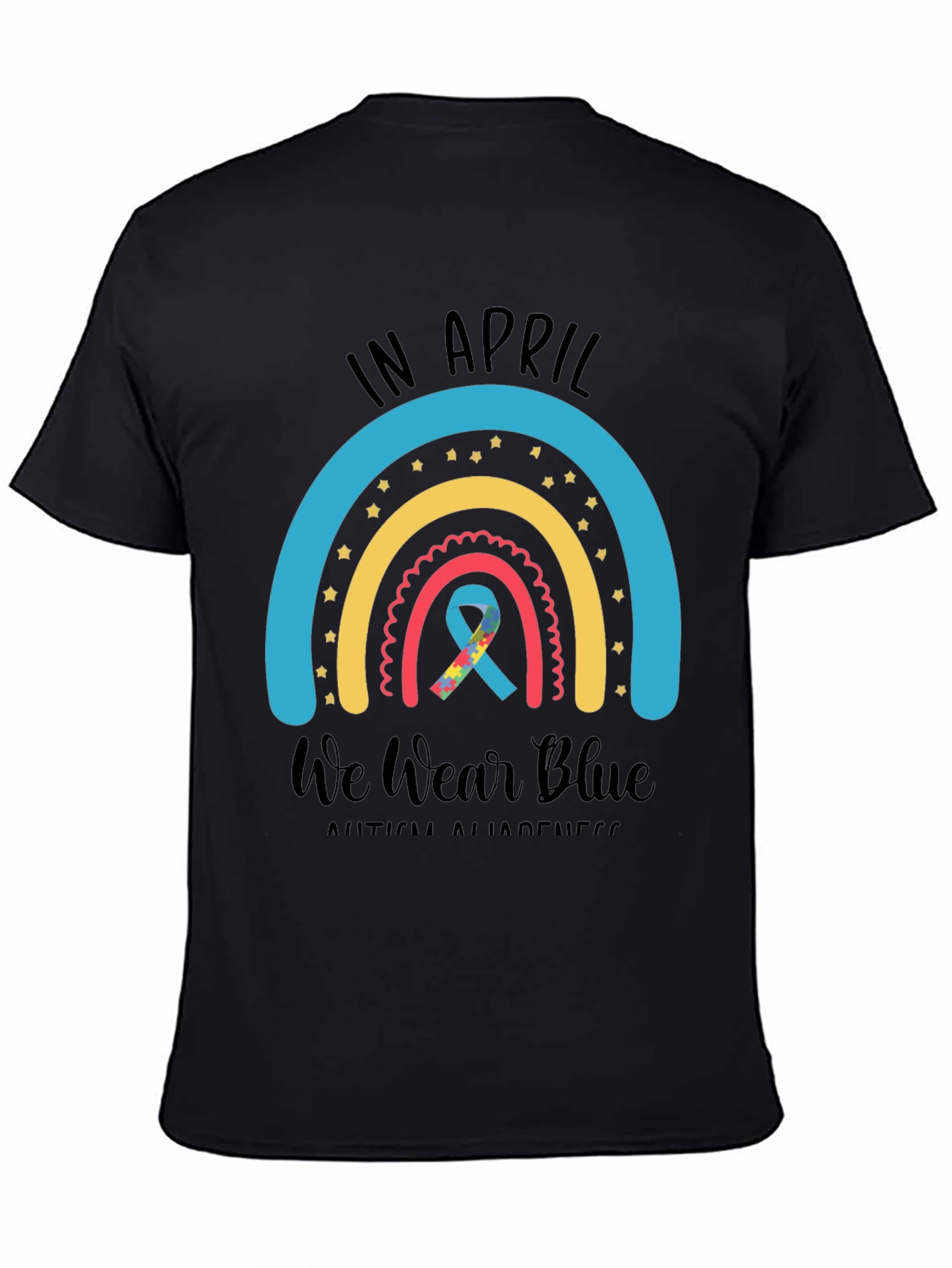 Autism Awareness Rainbow T-Shirt - In April We Wear Blue