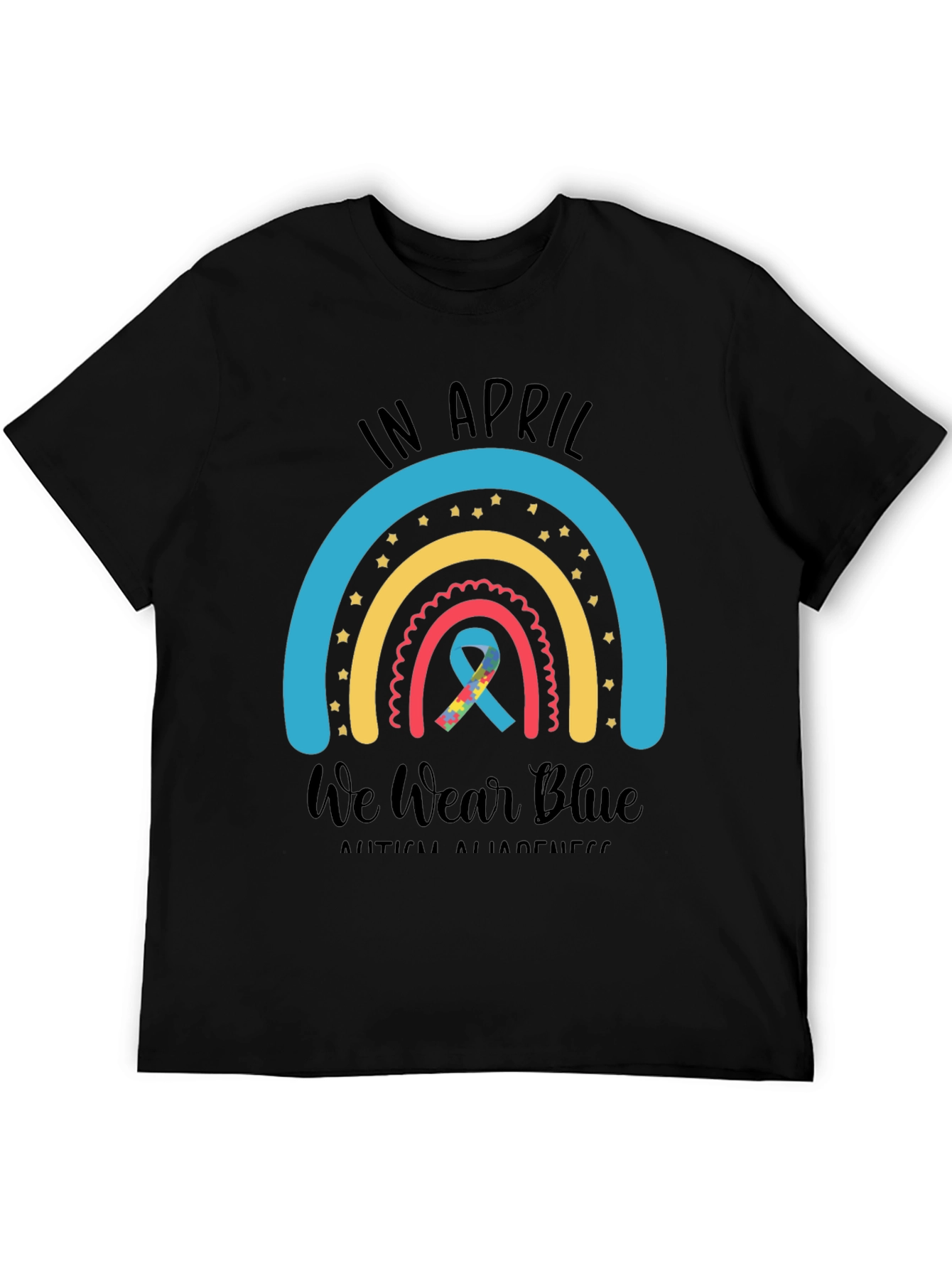 Autism Awareness Rainbow T-Shirt - In April We Wear Blue