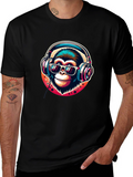 Cool Monkey Graphic Tee - Music Lover Ape