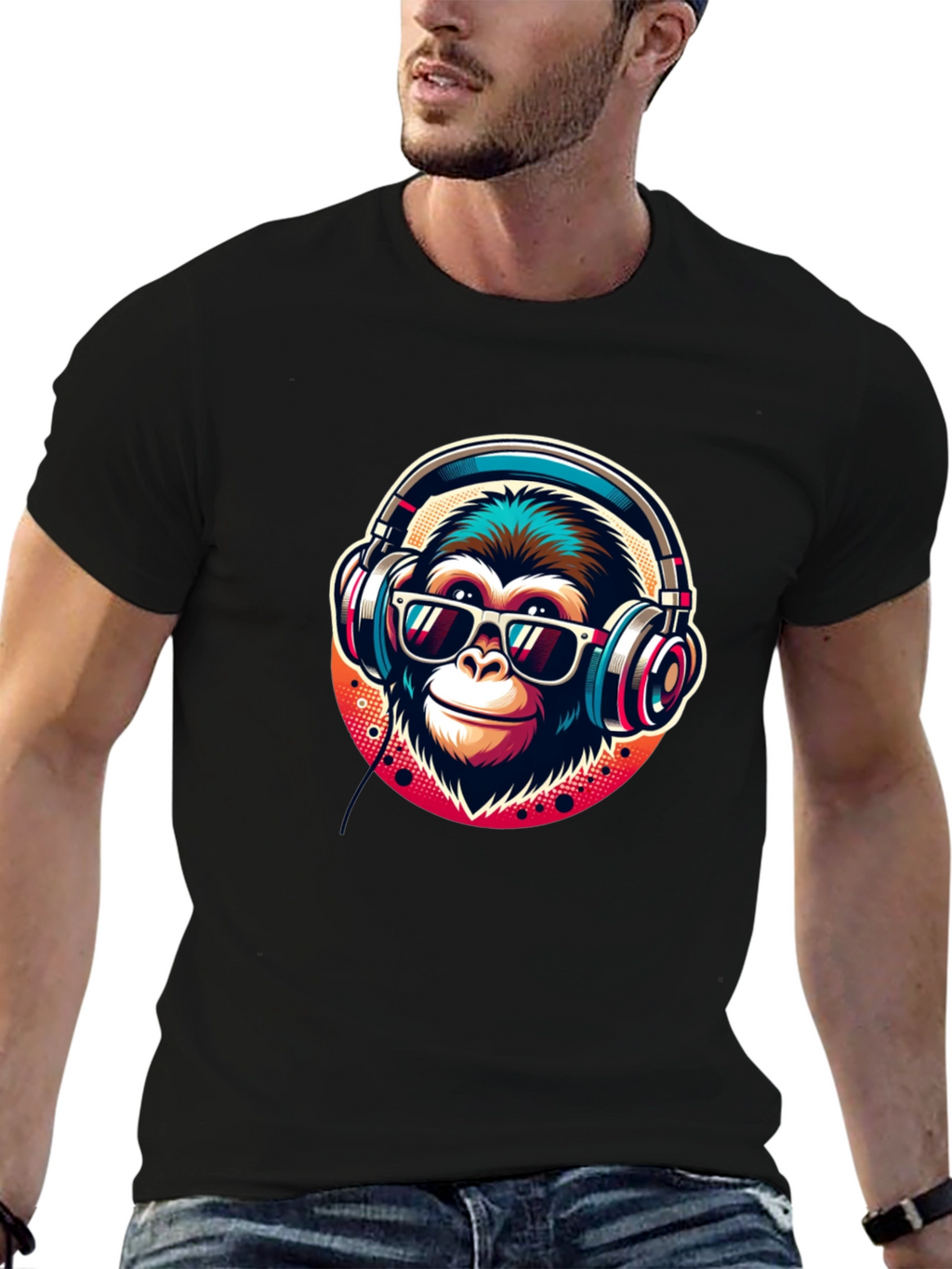 Cool Monkey Graphic Tee - Music Lover Ape