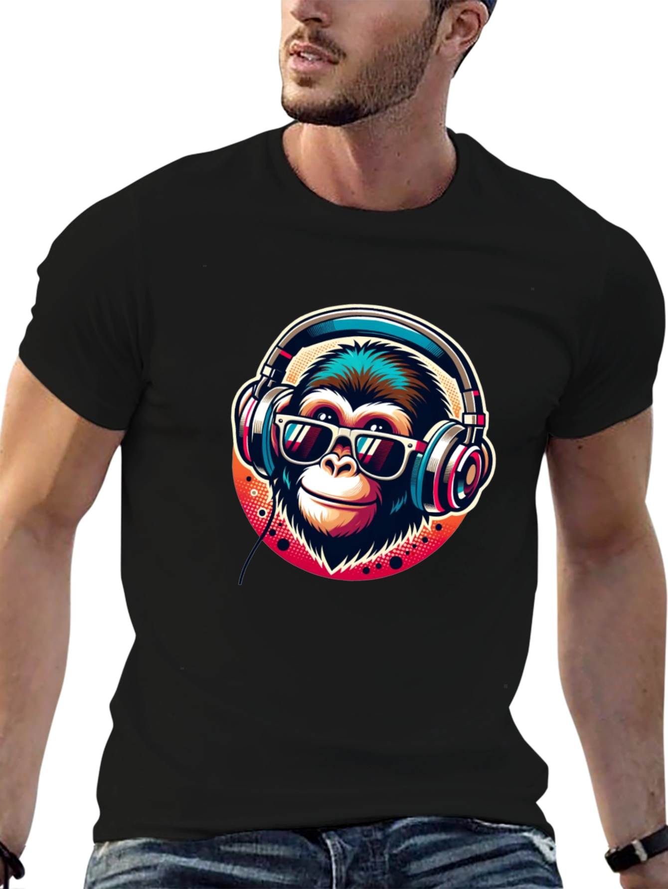 Cool Monkey Graphic Tee - Music Lover Ape