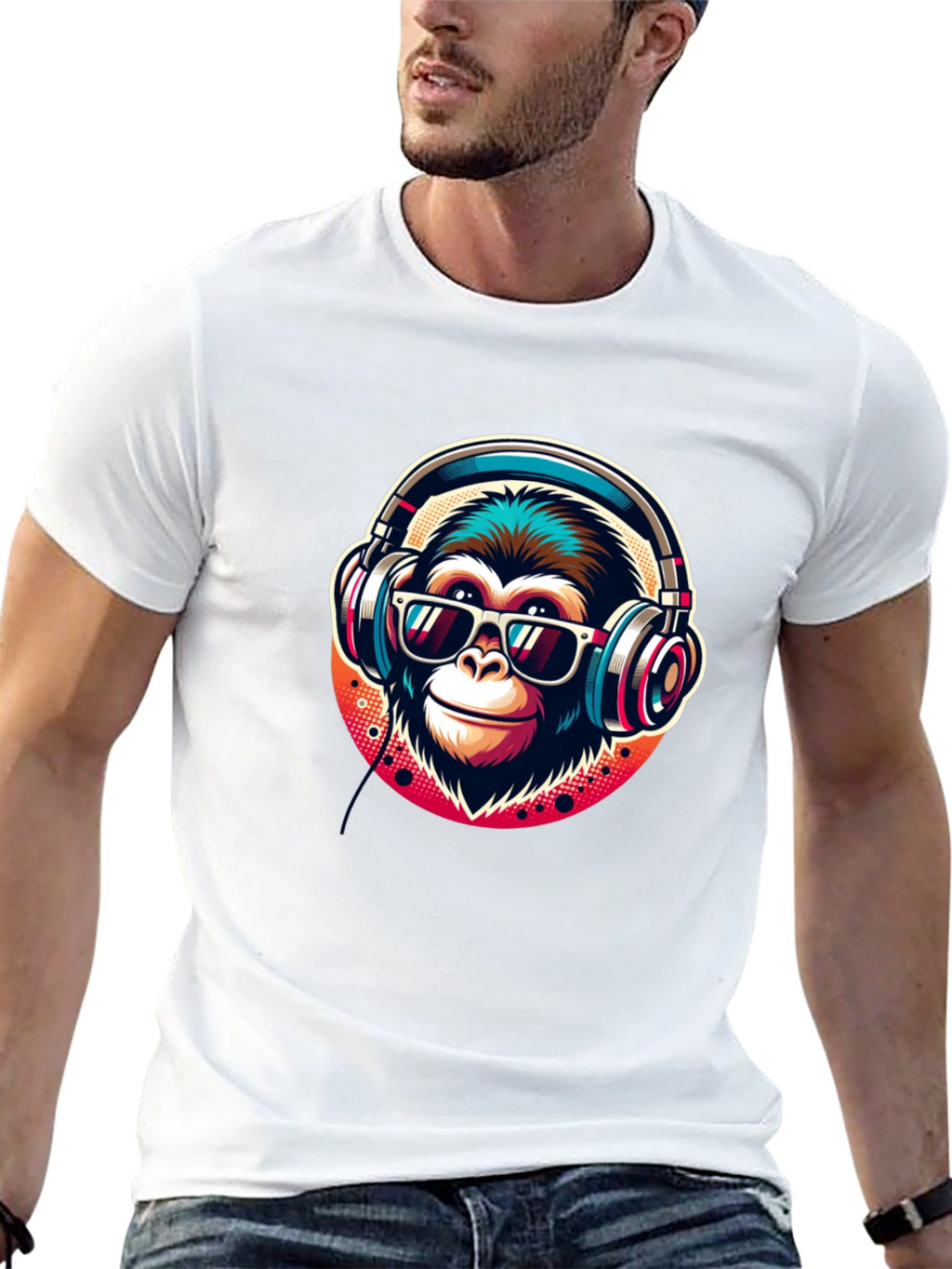 Cool Monkey Graphic Tee - Music Lover Ape