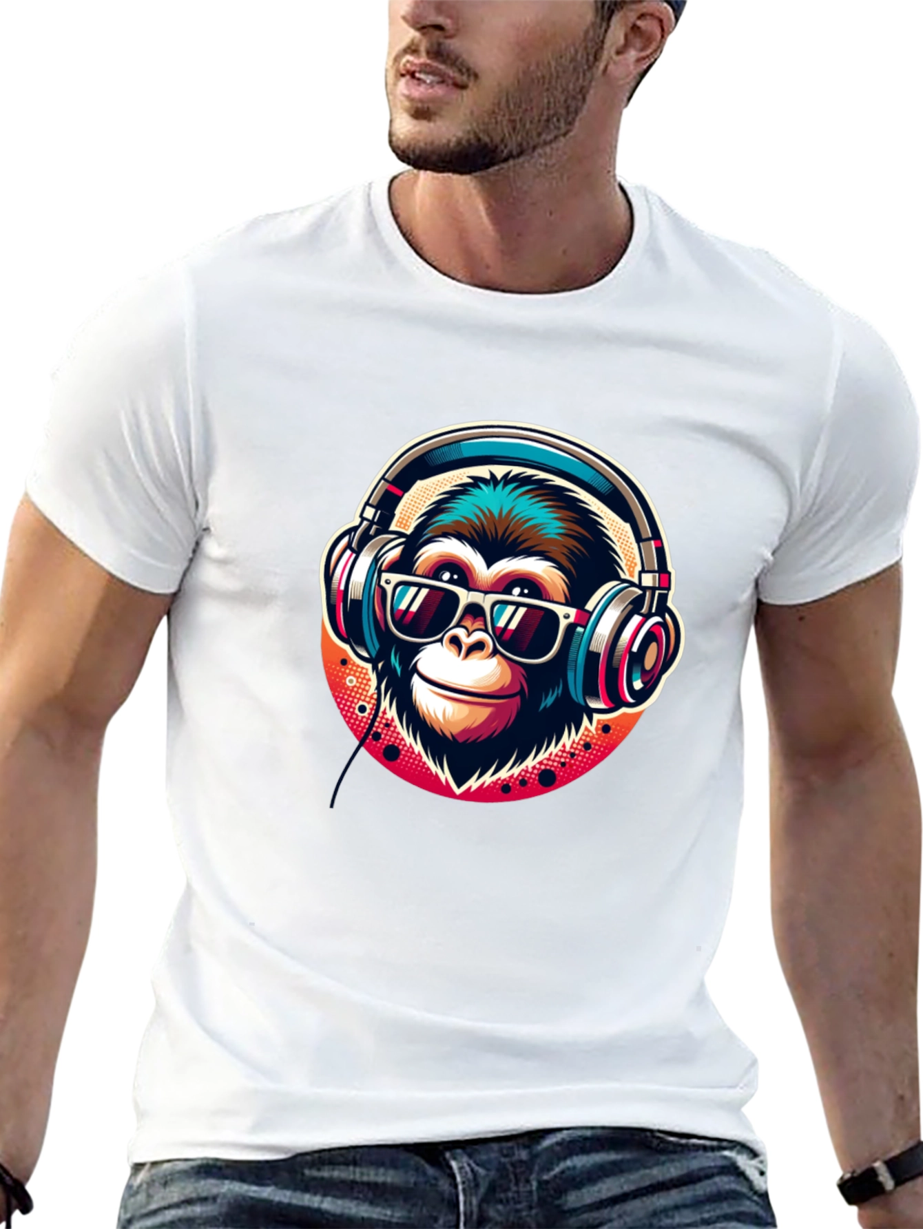 Cool Monkey Graphic Tee - Music Lover Ape