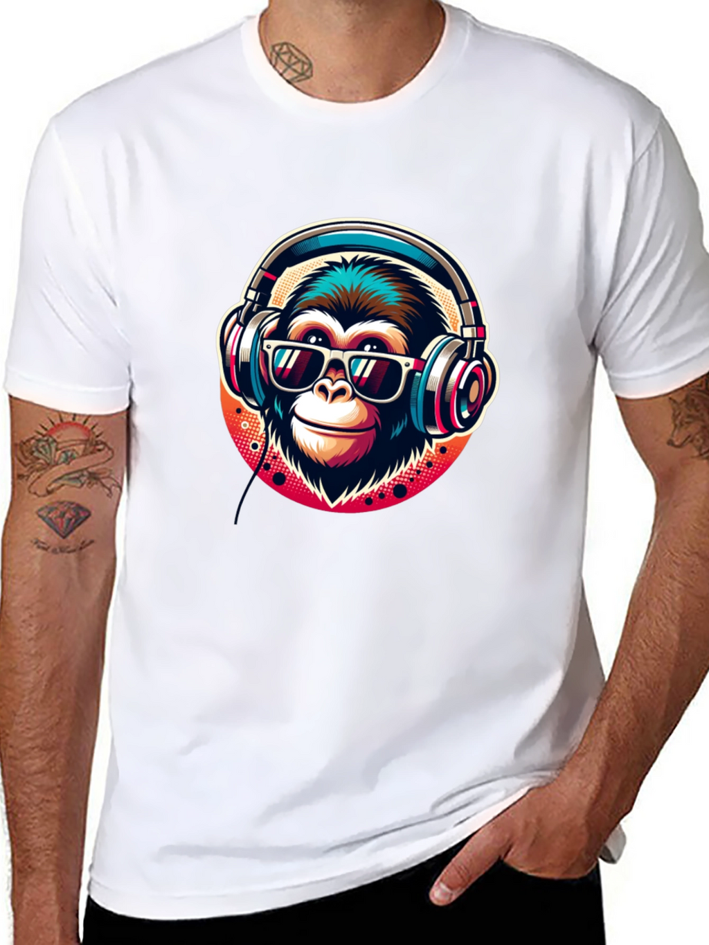 Cool Monkey Graphic Tee - Music Lover Ape