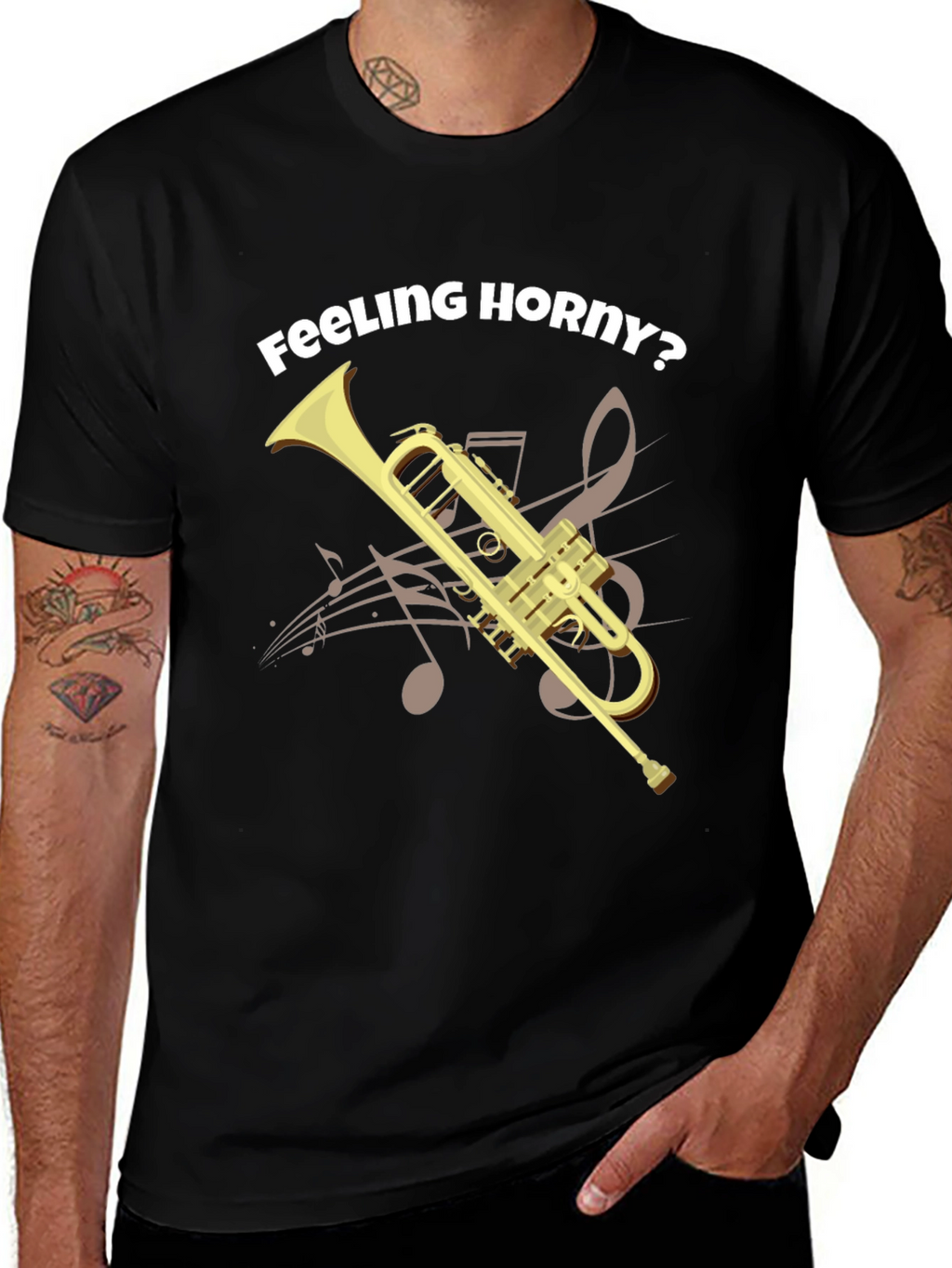 Feeling Horny? Funny Trumpet T-Shirt