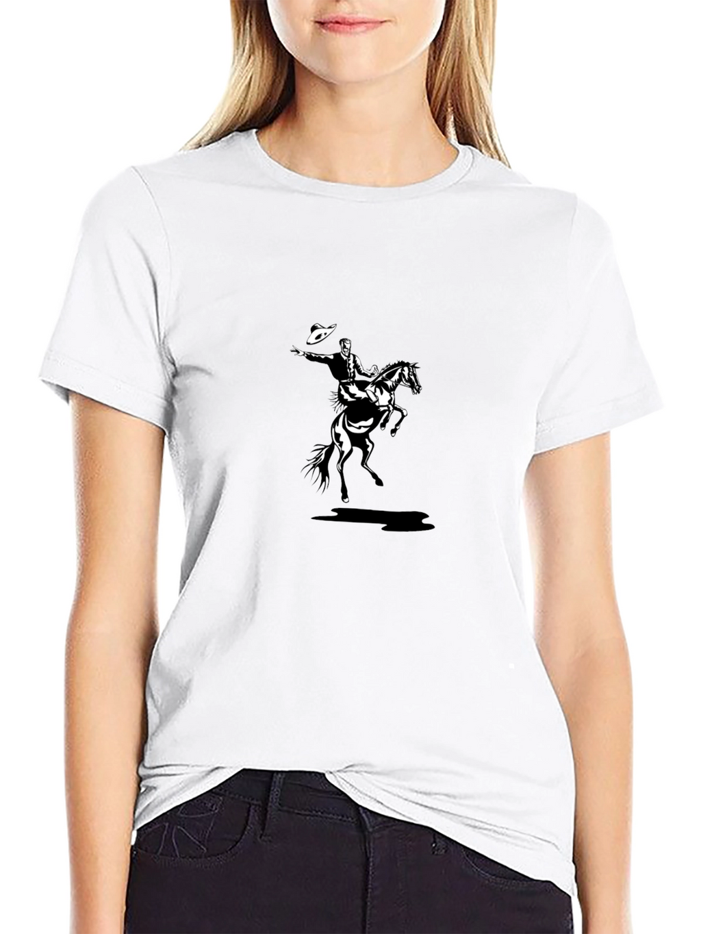 Cowboy Riding Horse T-Shirt - Black Graphic Tee